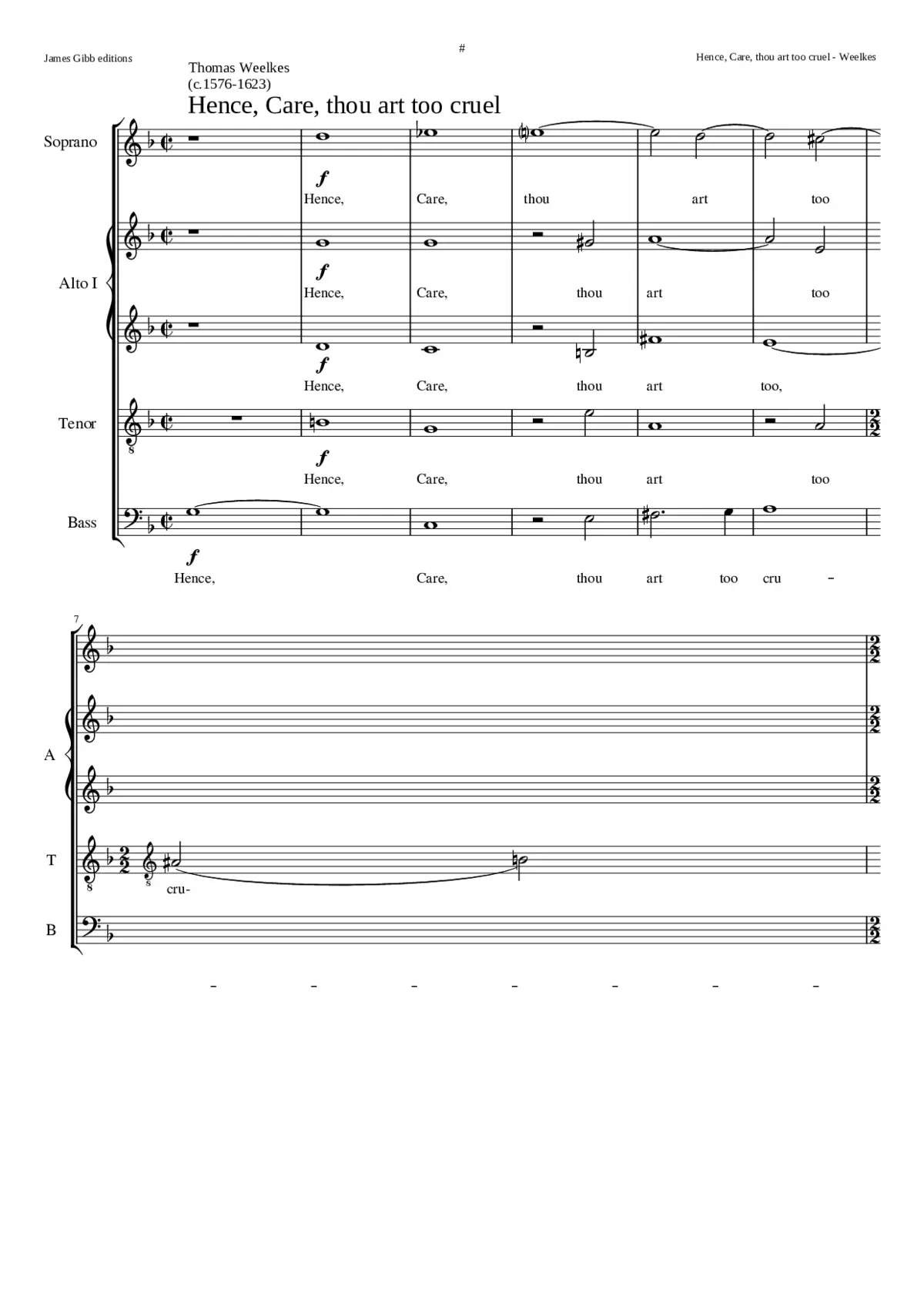 Hence Care thou art too cruel - Page 1