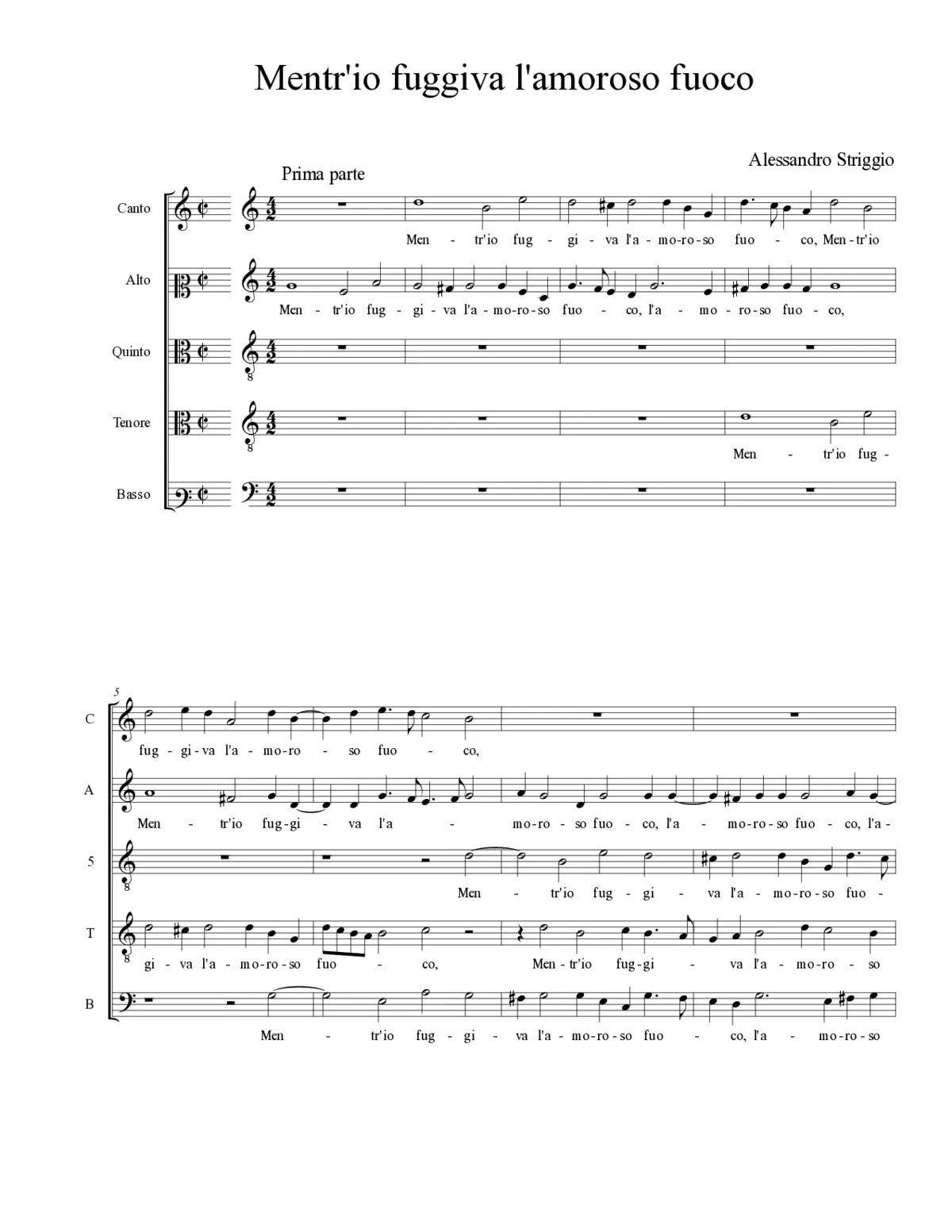 Mentr'io fuggiva l'amoroso fuoco - Page 1