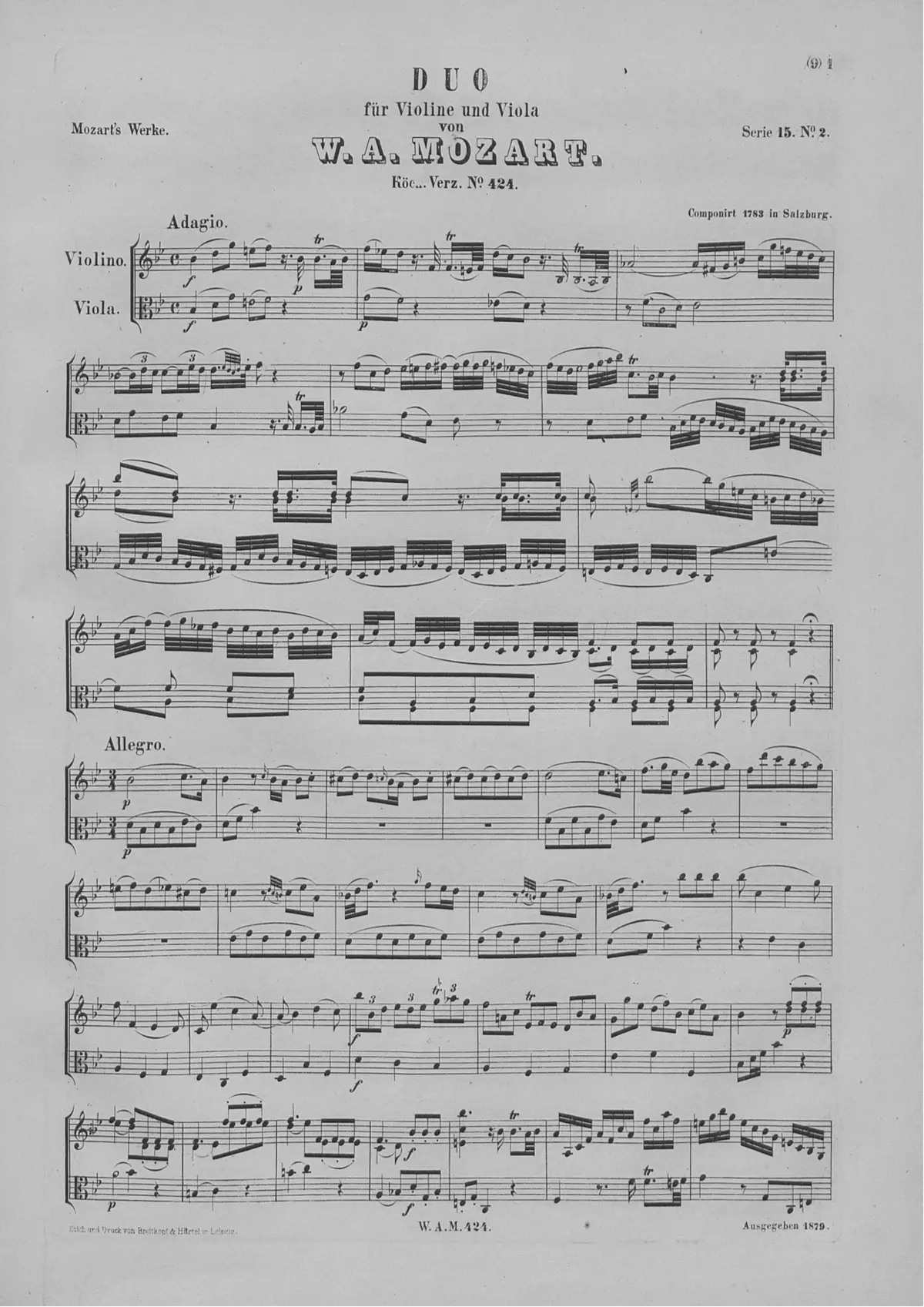 Duo for Violin and Viola in B-flat Major - Page 1
