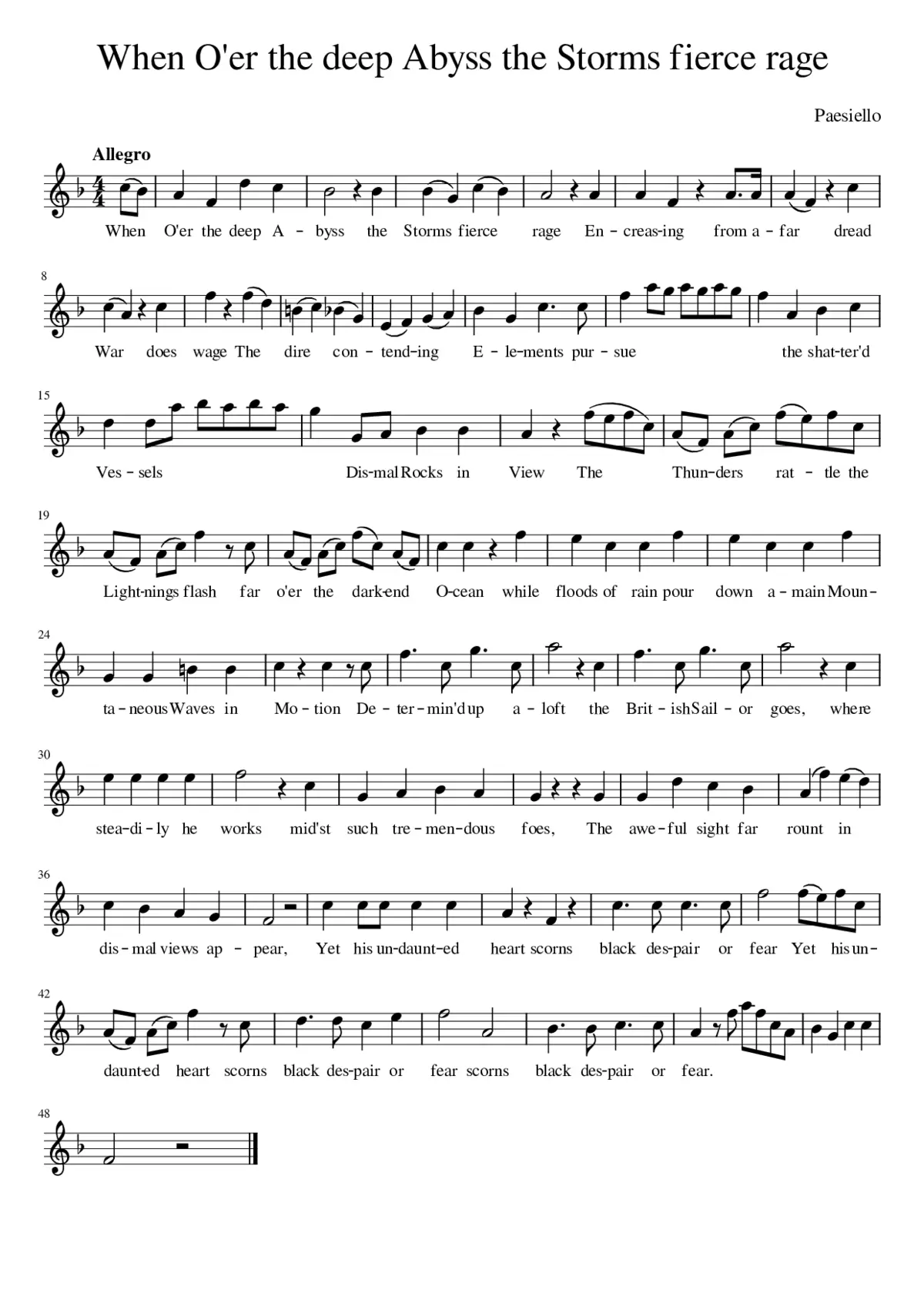 When O'er the deep Abyss the Storms fierce rage - Page 1