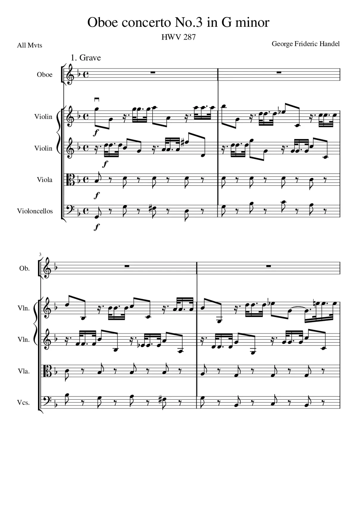 Oboe concerto No.3 in G minor - Page 1