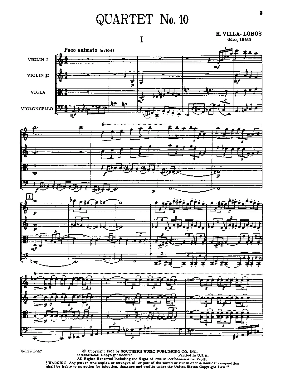 String Quartet No.10 - Page 1