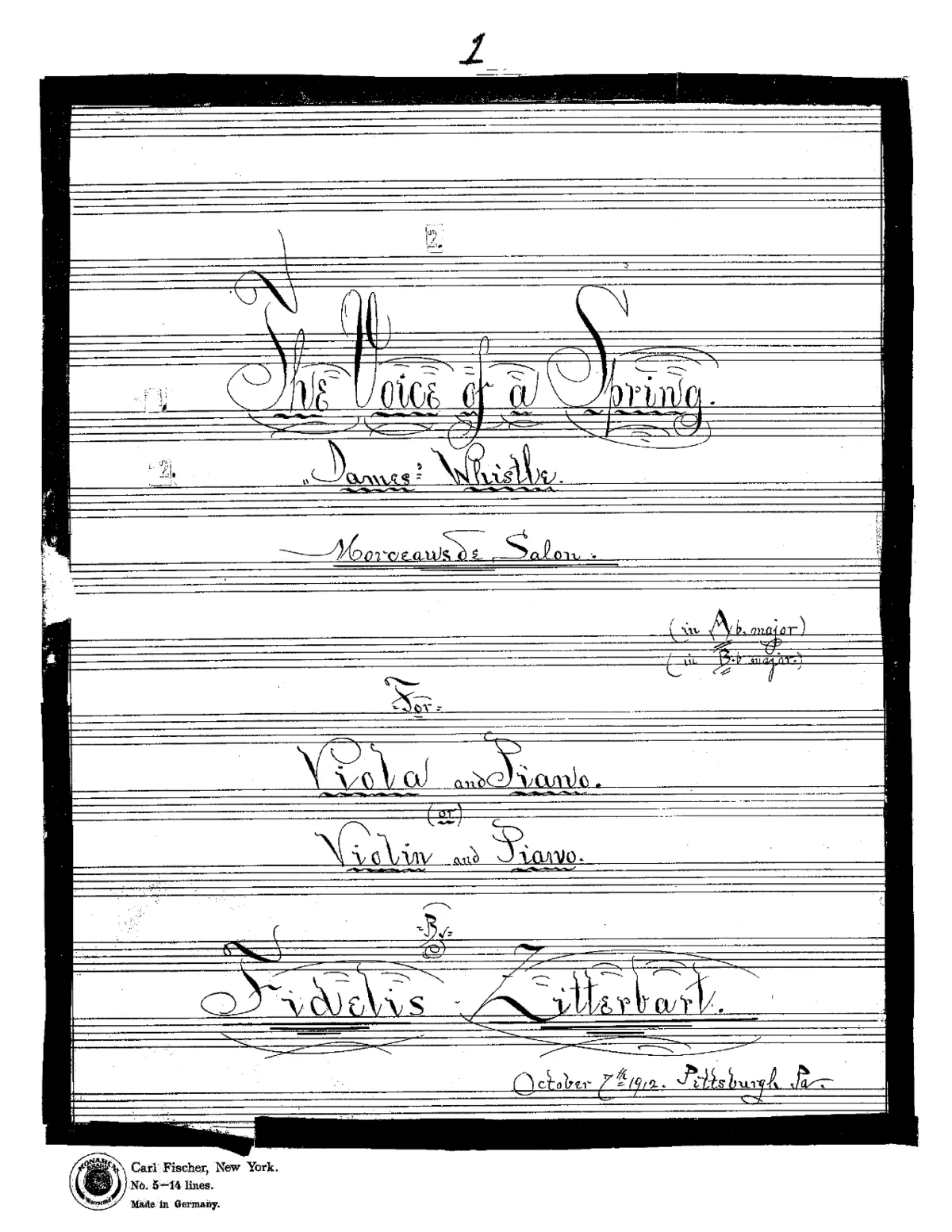 2 Morceaus de Salon for Viola (or Violin) and Piano - Page 1