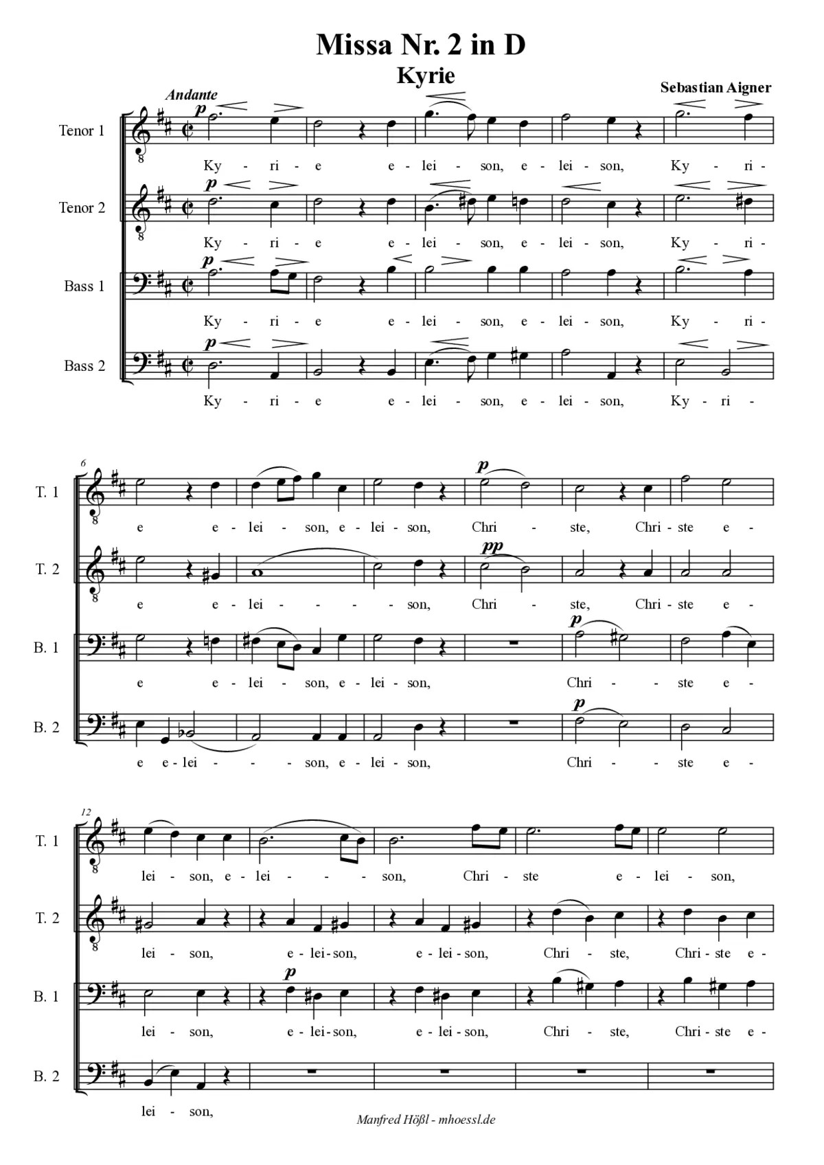 Missa Nr. 2 in D for TTBB - Page 1