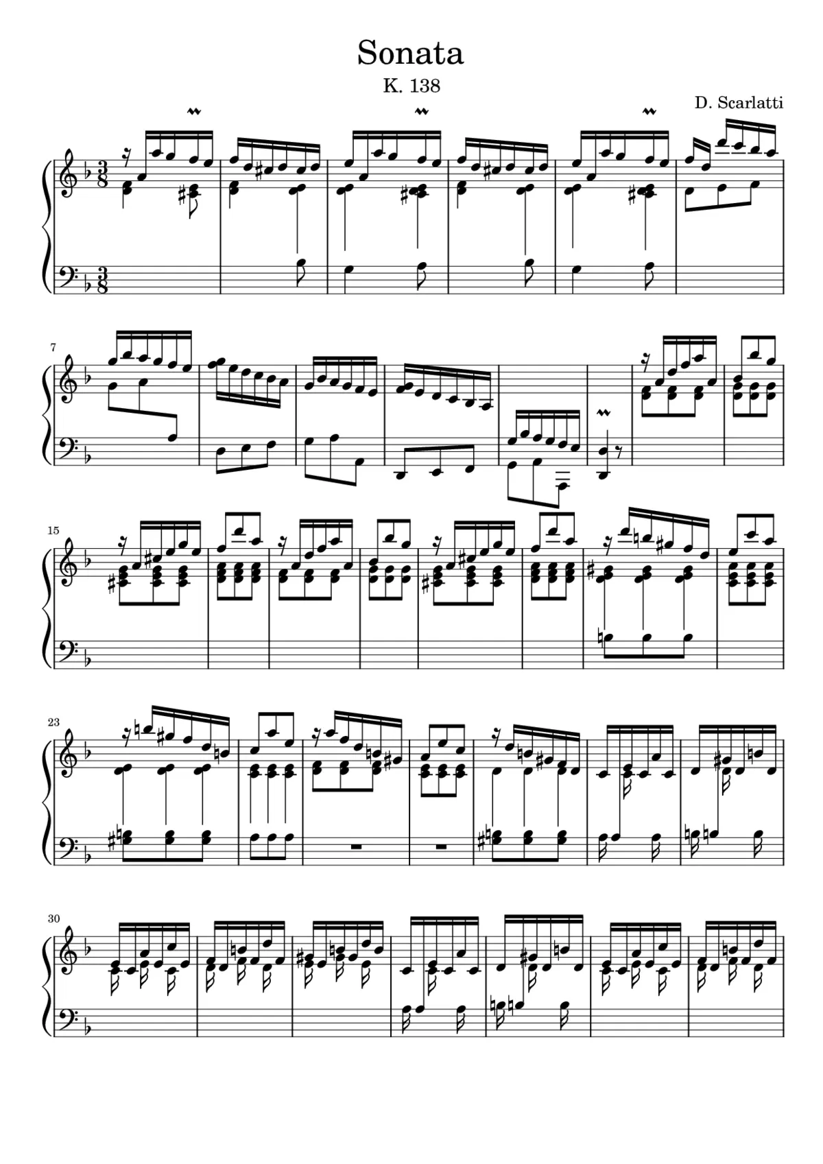 Domenico Scarlatti - Sonata K. 138 - Page 1