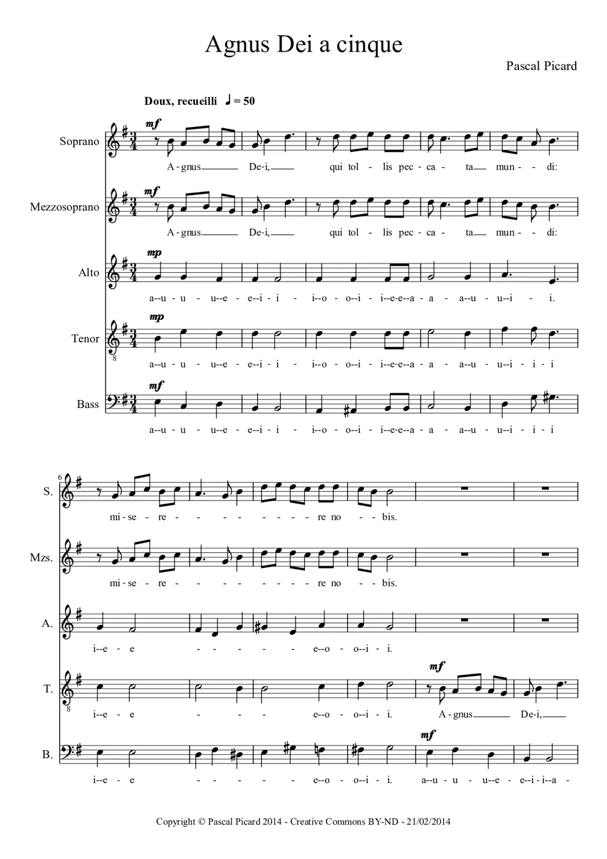 Agnus Dei a cinque - Page 1