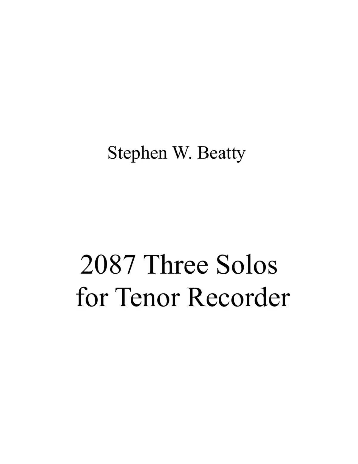 Three Solos for Tenor Recorder - Page 1