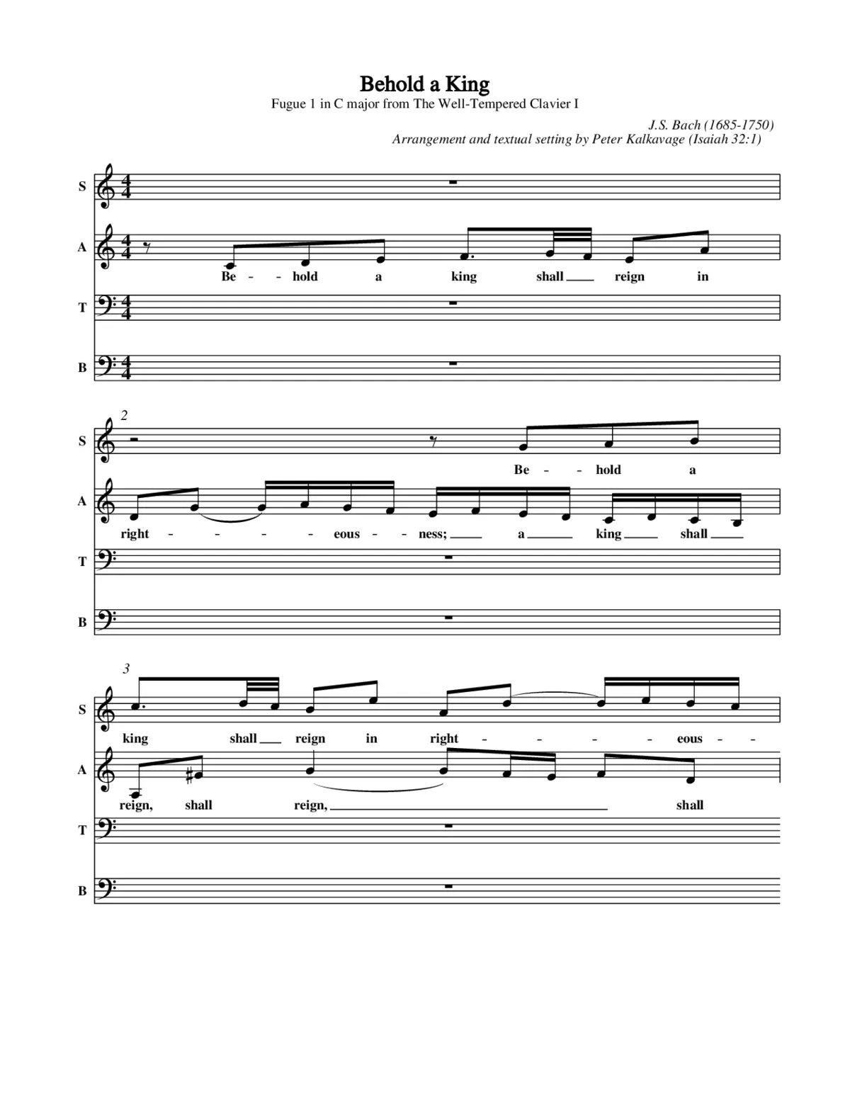 Behold a King WTC 1 Fugue 1 BVW 846 - Page 1