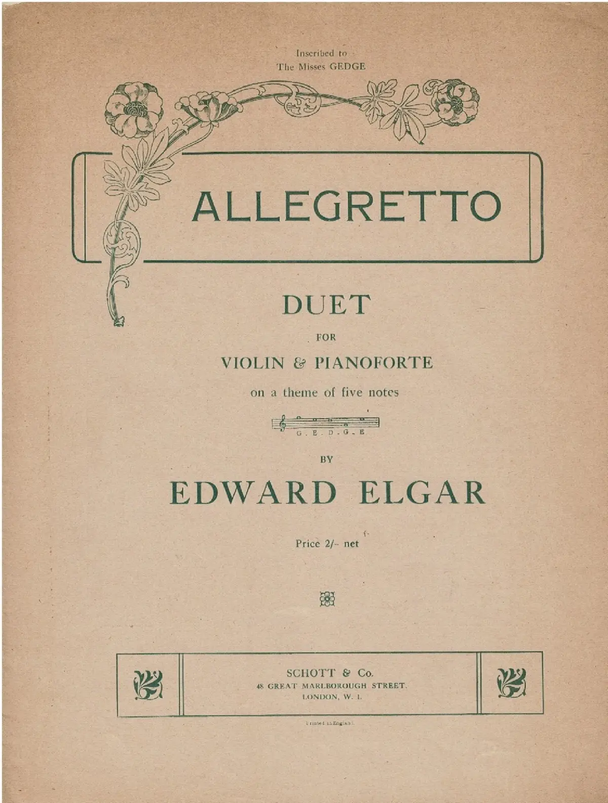 Allegretto on GEDGE for Violin and Piano - Page 1