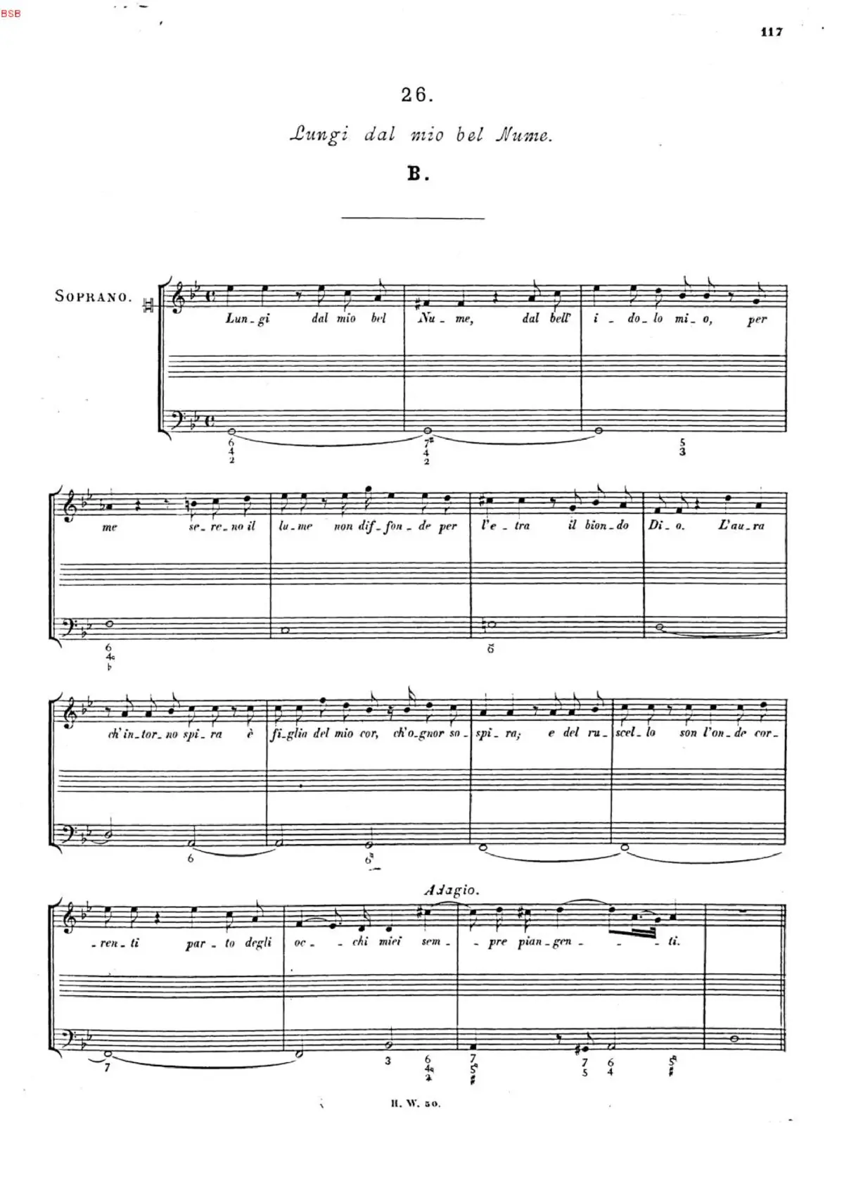 Lungi dal mio bel nume, HWV 127b - Page 1