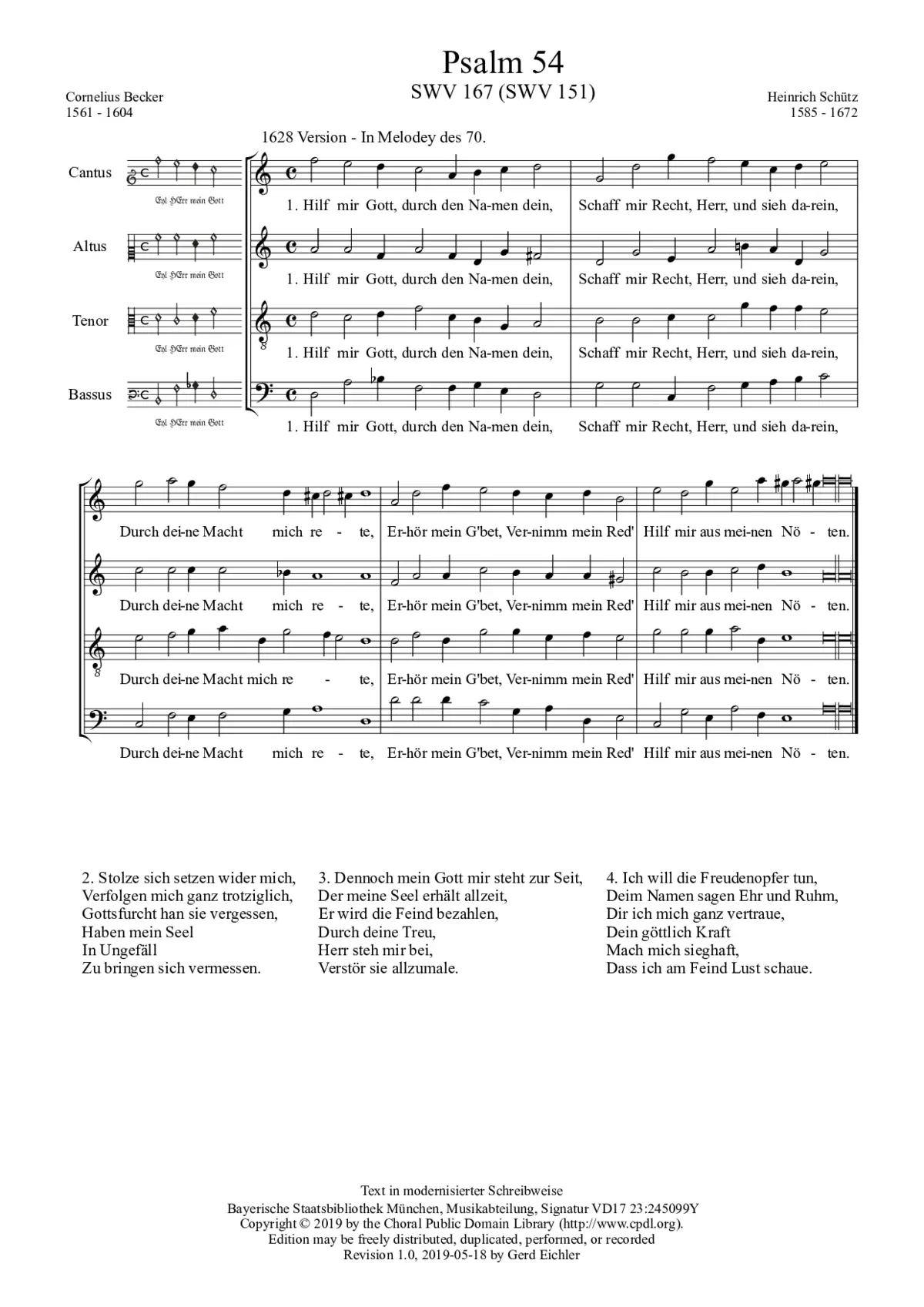 Hilf mir, Gott, durch den Namen dein, SWV 151 - Page 1