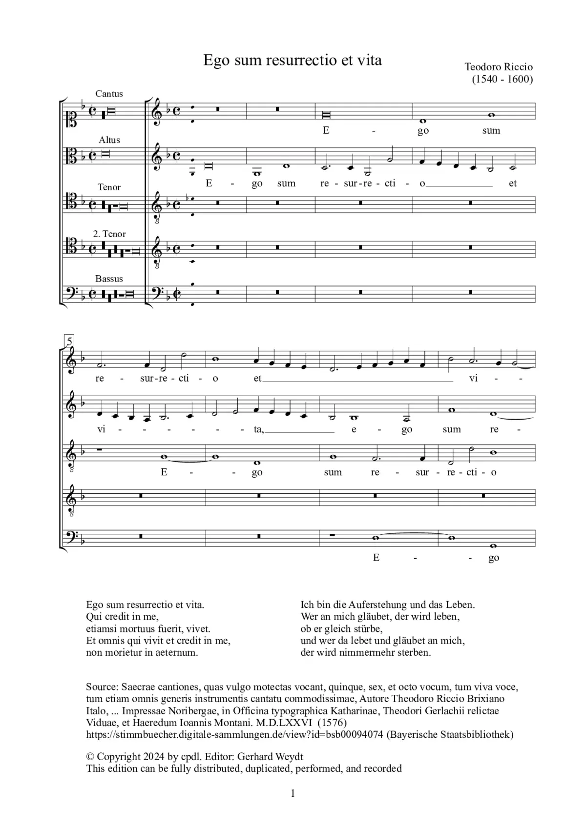 Ego sum resurrectio et vita - Page 1