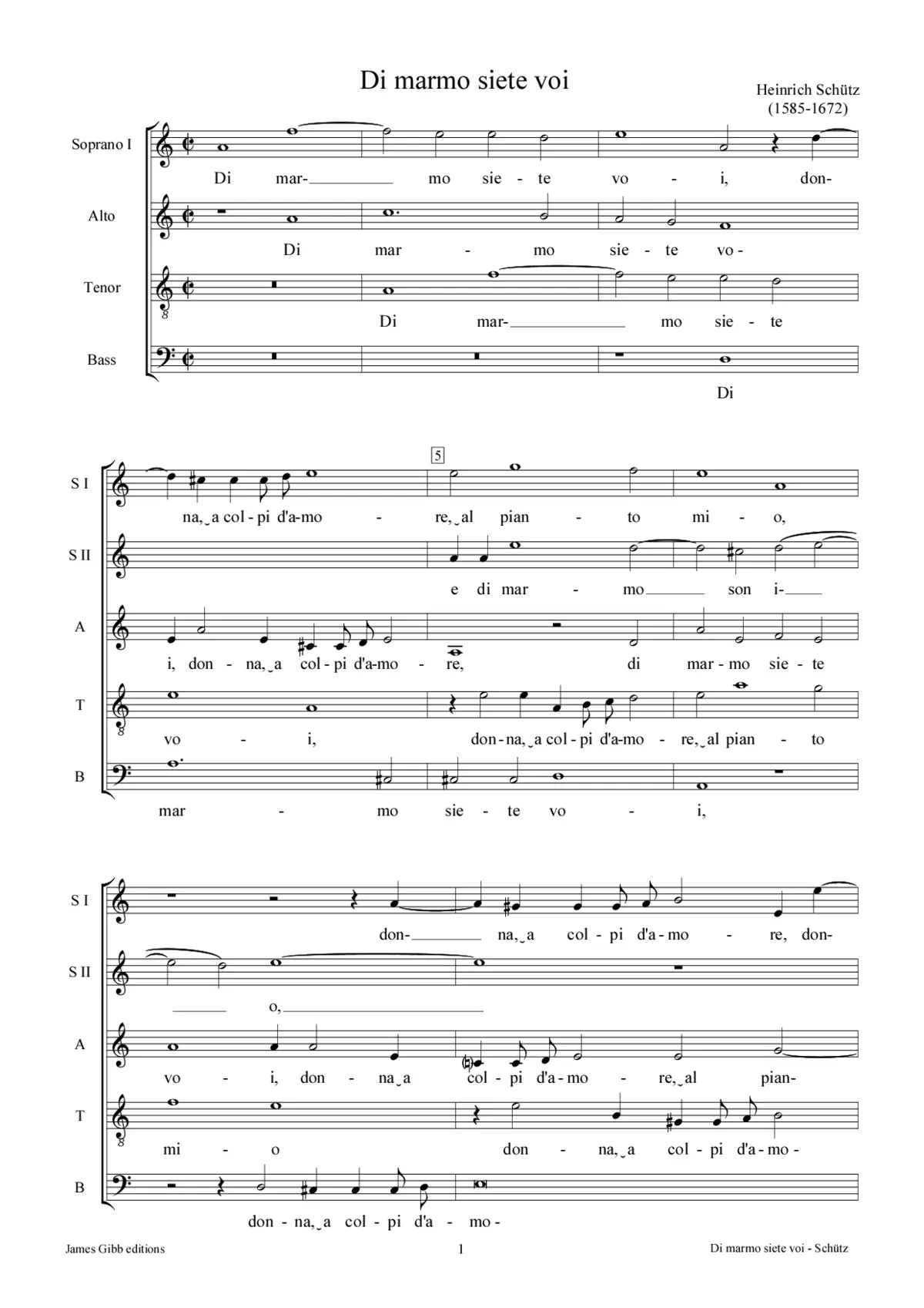 Di marmo siete voi, SWV 17 - Page 1