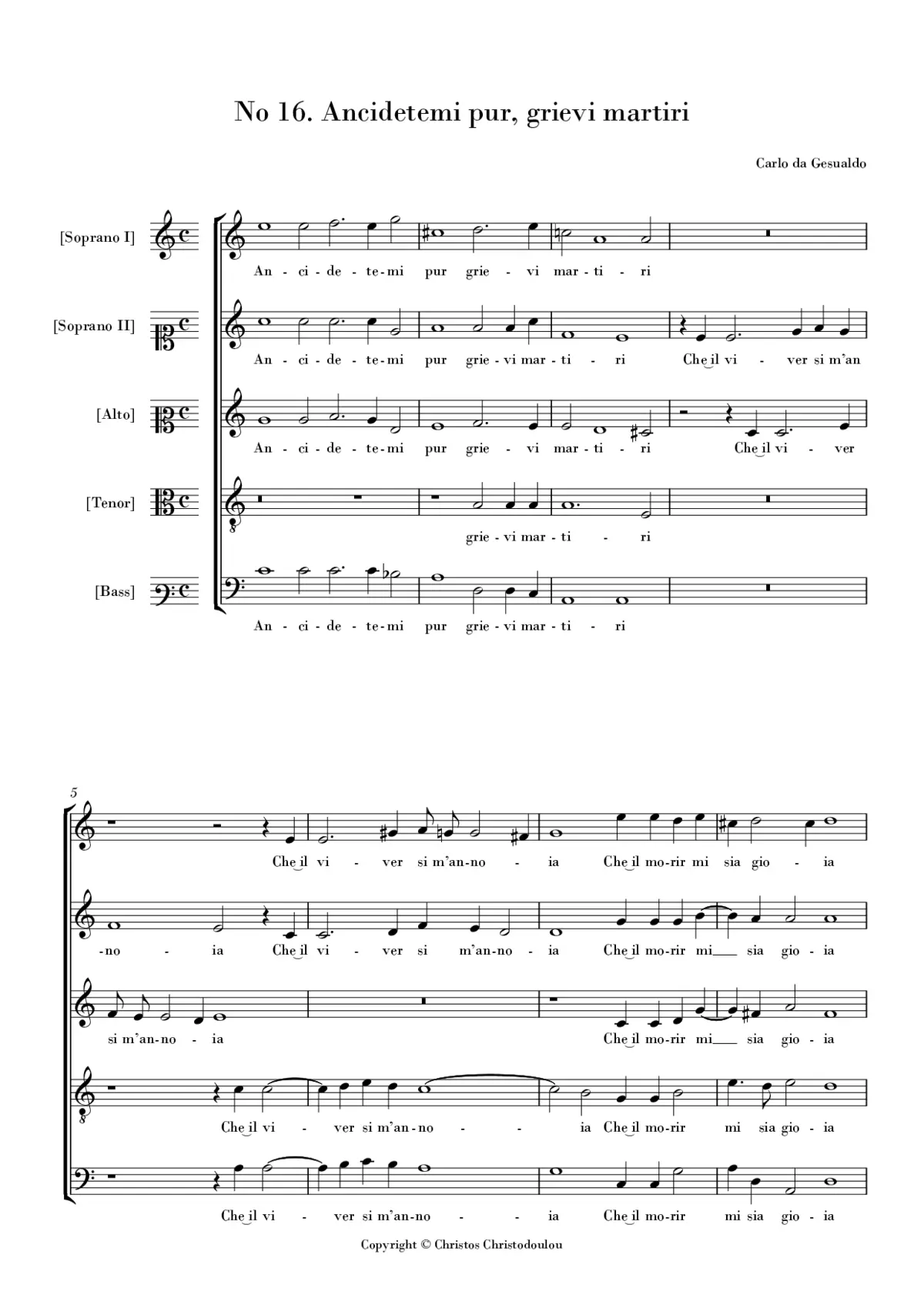 Ancidetemi pur, grievi martiri - Page 1