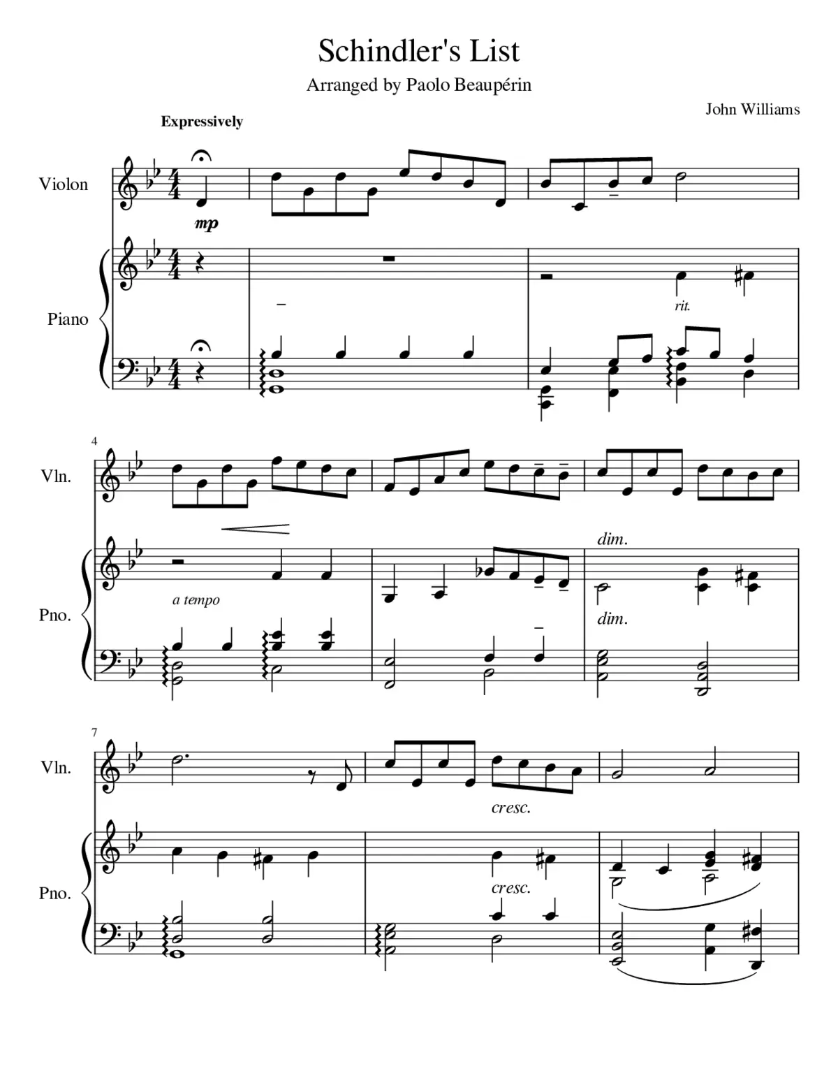 Schindler's List Theme - Page 1