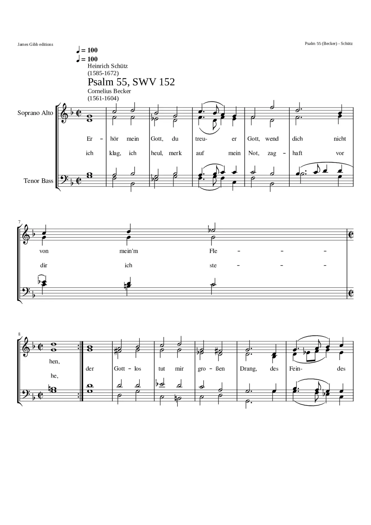 Erhör mein Gbet du treuer Gott SWV 152 - Page 1