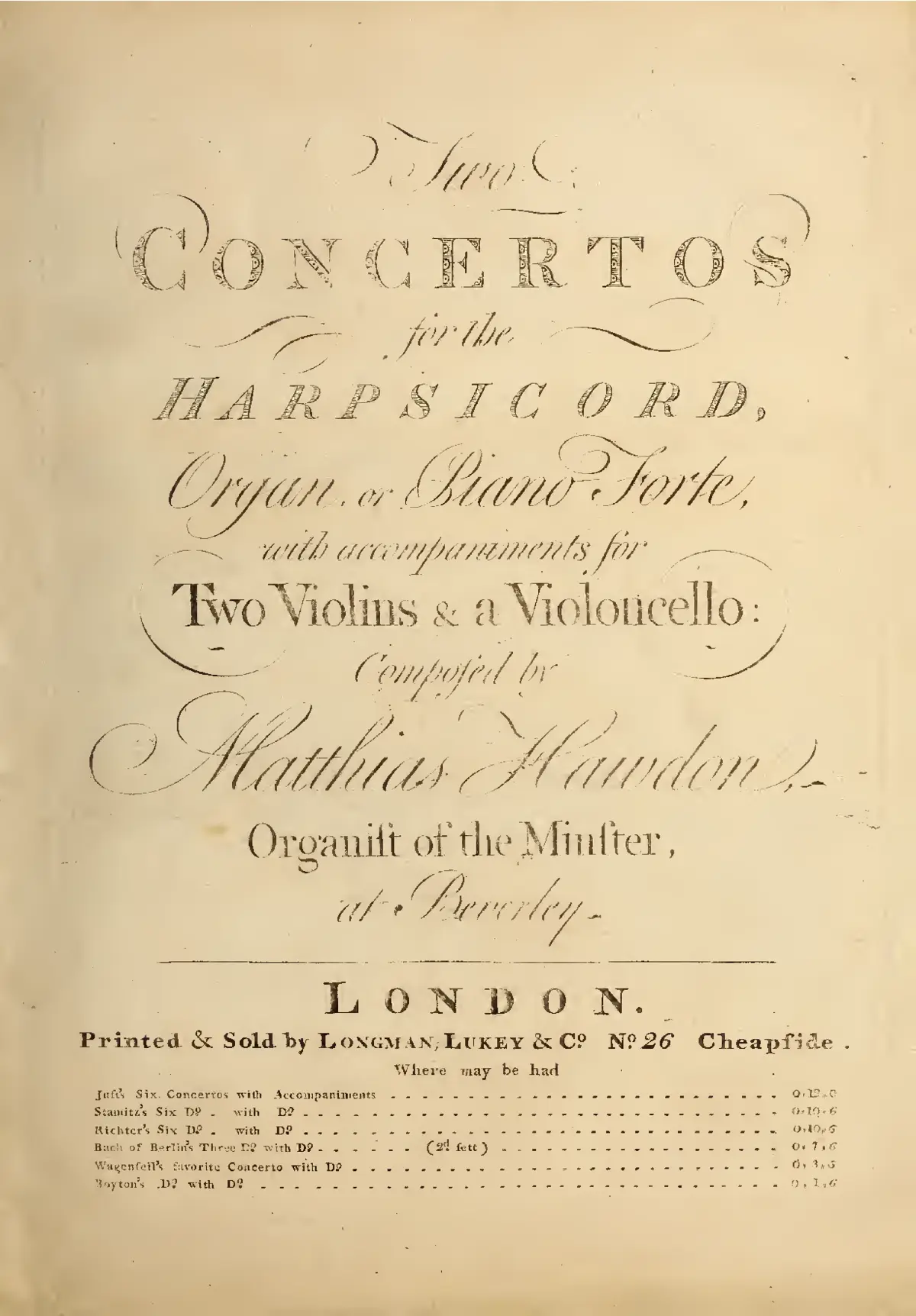 2 Keyboard Concertos, Op.2 - Page 1
