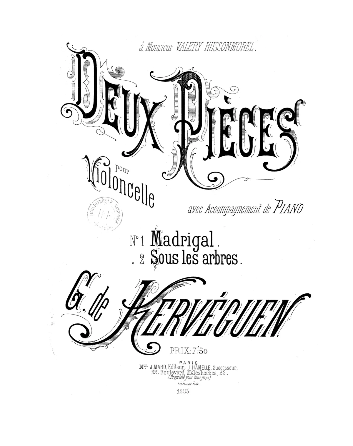 Deux pièces pour violoncelle avec accompagnement de piano - Page 1