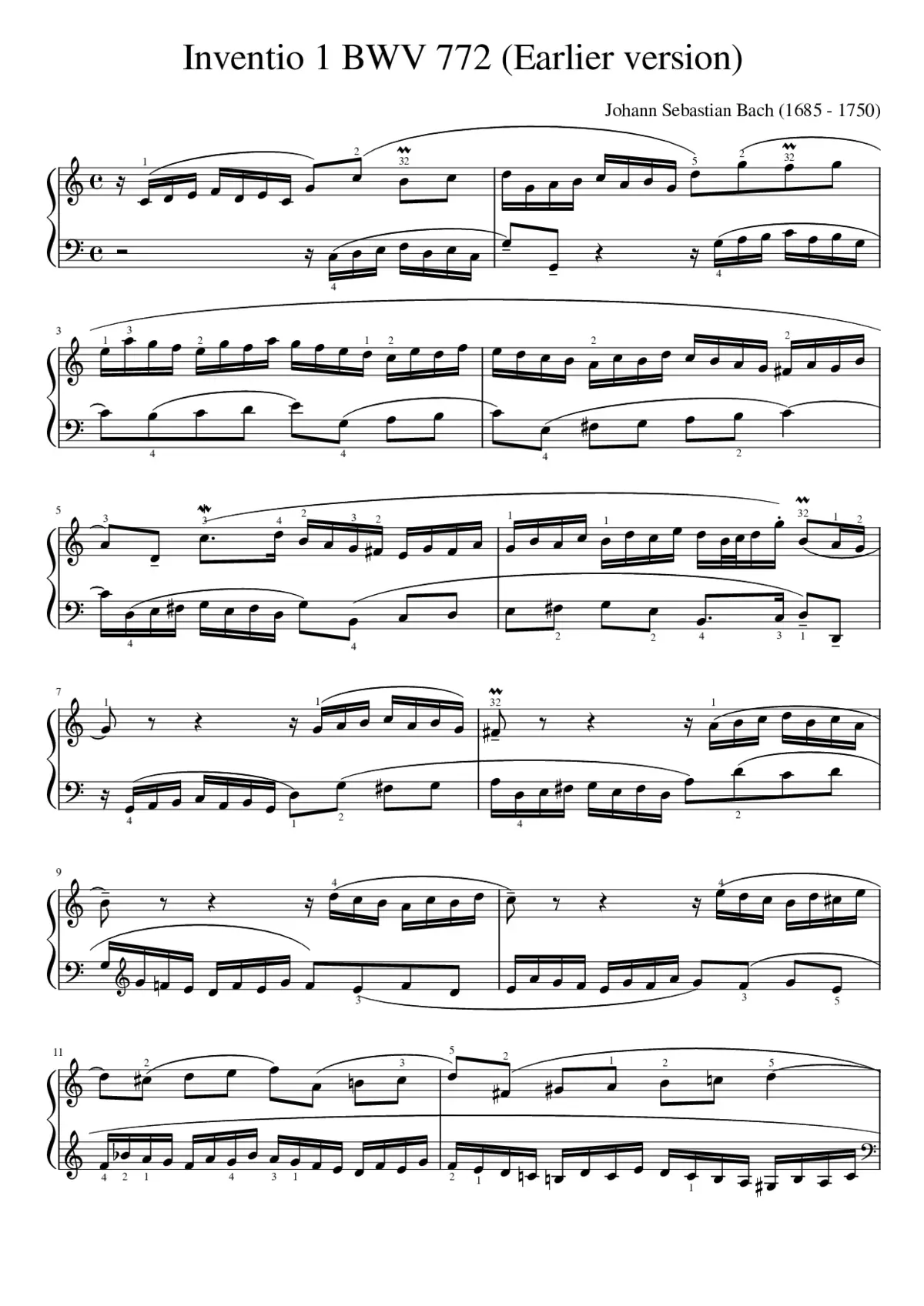 Invention in C major BWV 772 - Page 1