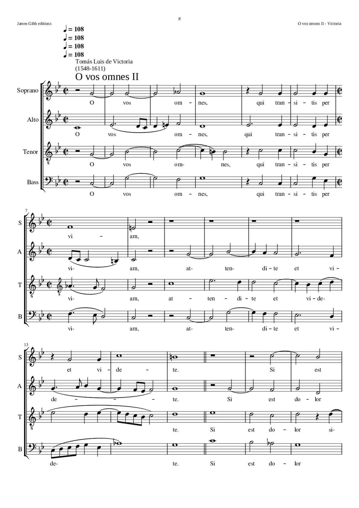 O vos omnes (not to be confused with the 1572 setting for mixed voices) - Page 1