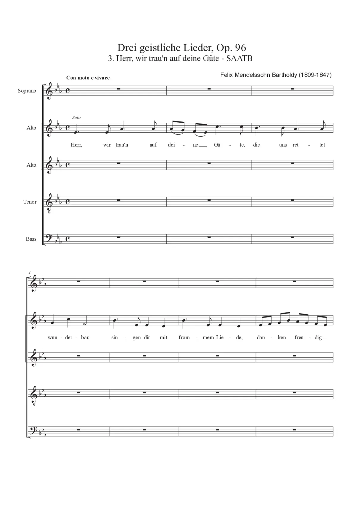 Herr, wir trau'n auf deine Güte, Op. 96, No. 3 - Page 1
