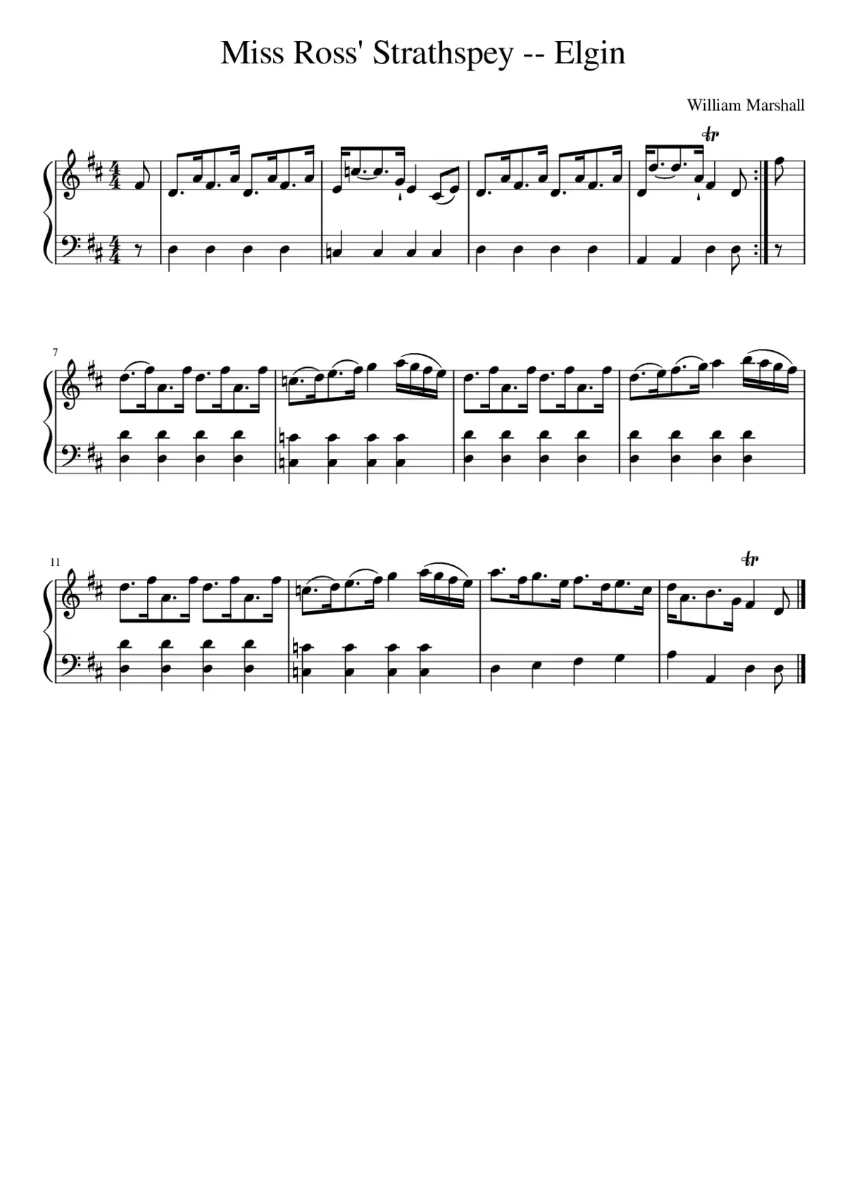 Miss Ross' Strathspey -- Elgin - Page 1