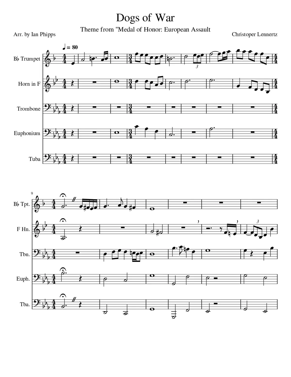 Dogs of War Theme from Medal of Honor: European Assault - Page 1