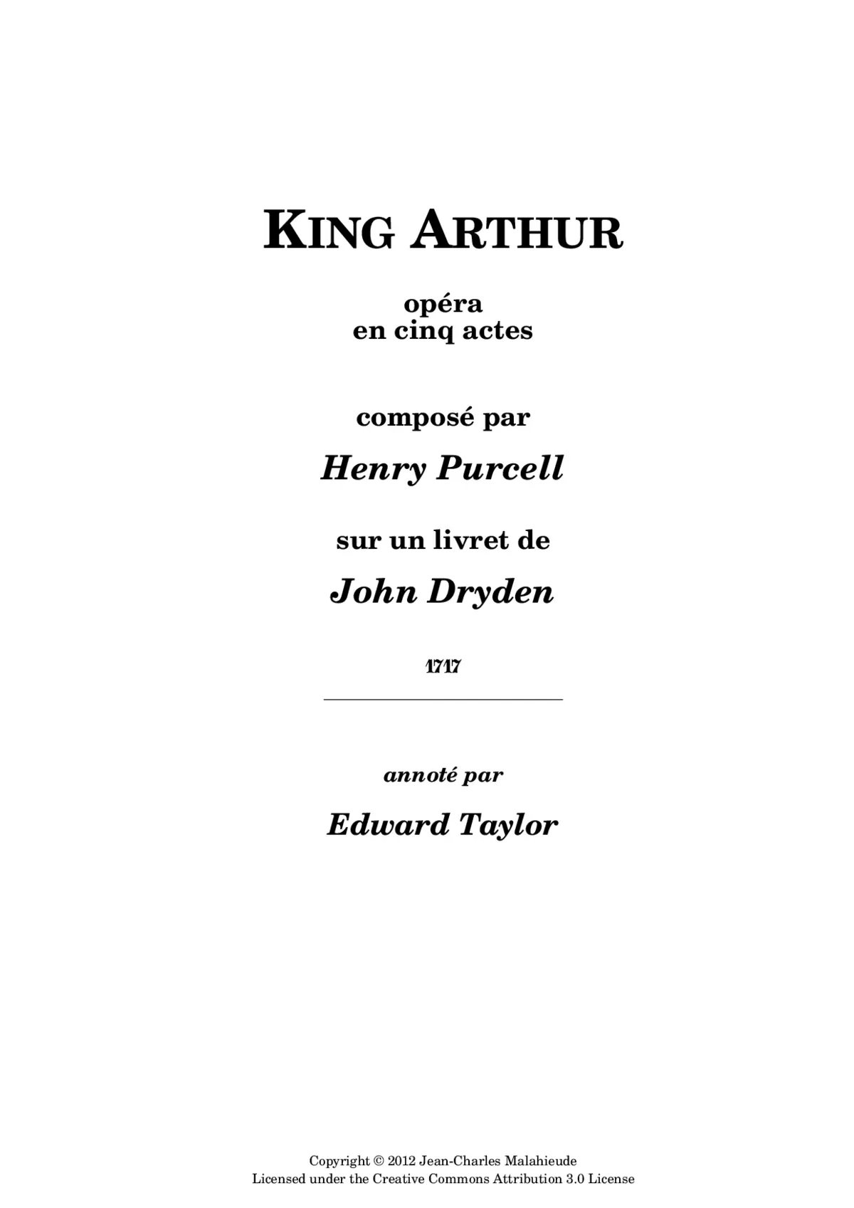 King Arthur, Z 628 - Page 1
