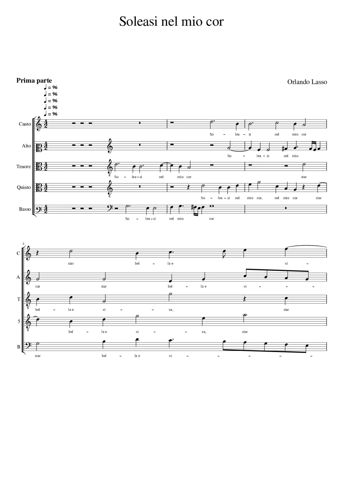 Soleasi nel mio cor - Page 1