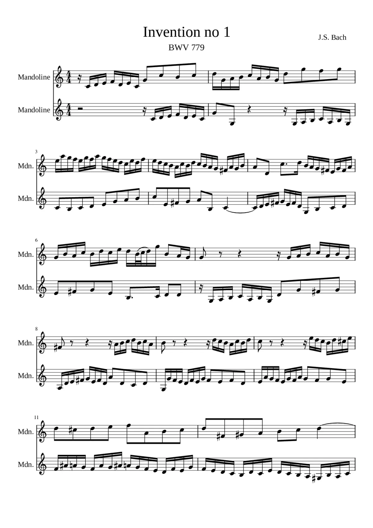 BWV 0779 duo mandoline - Page 1