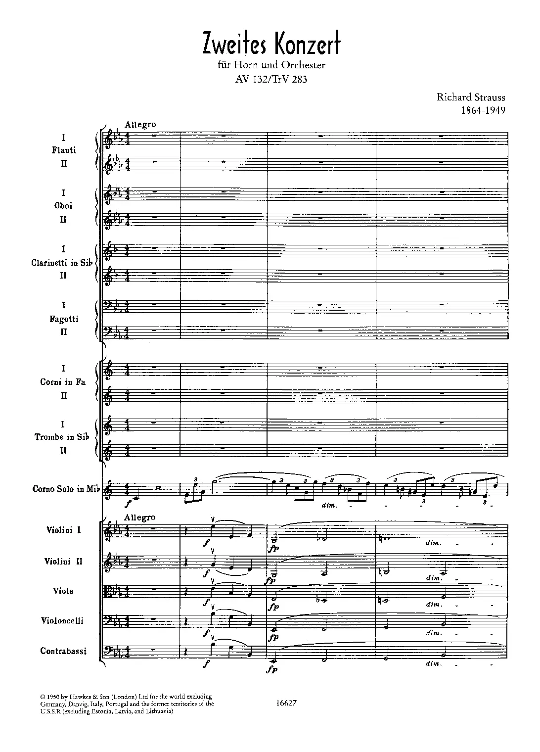 Zweites Konzert in Es-dur für Horn und Orchester - Page 1