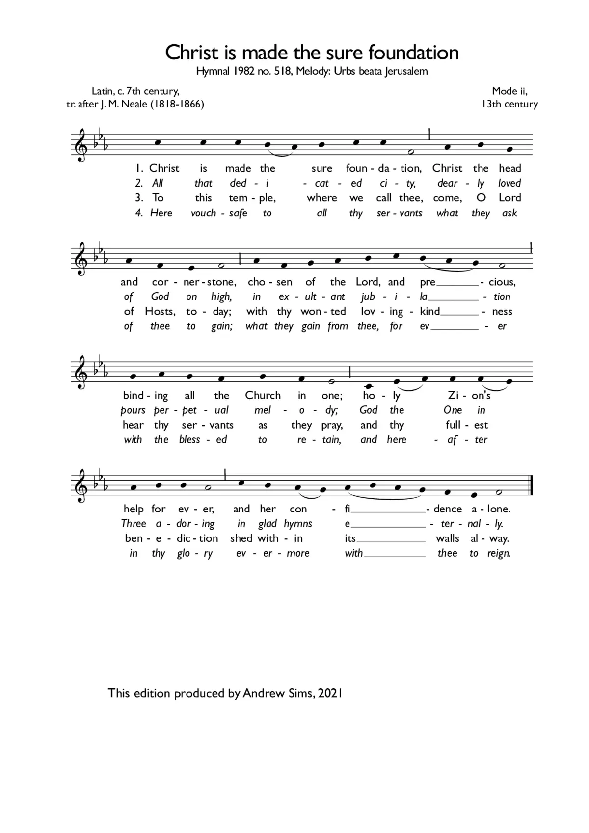 Christ is made the sure foundation - Page 1