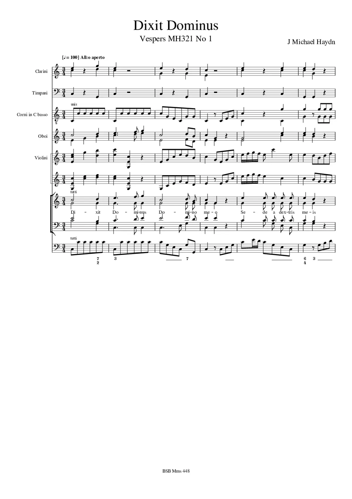 Dixit Dominus, MH 321-1 - Page 1