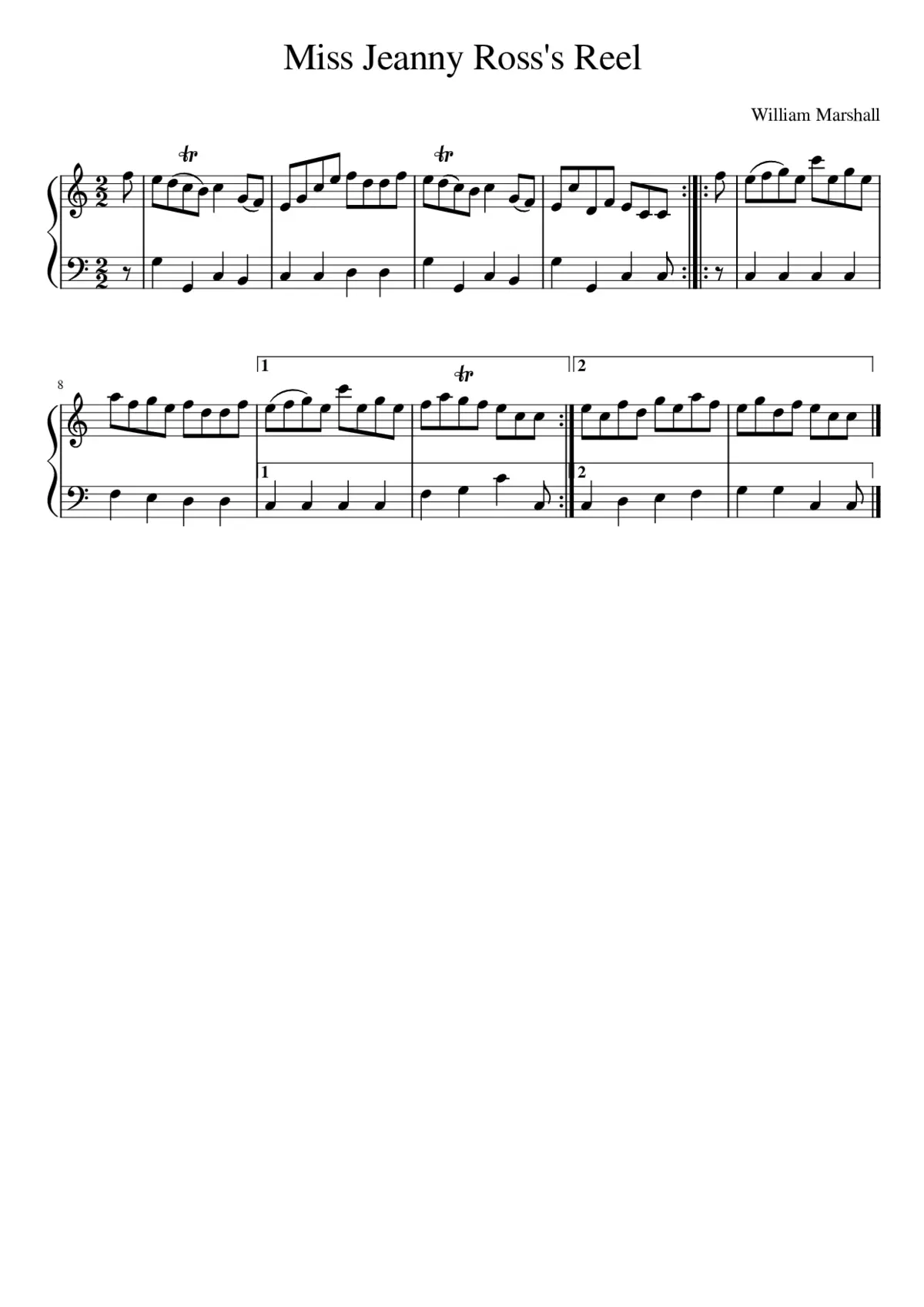 Miss Jeanny Ross's Reel - Page 1