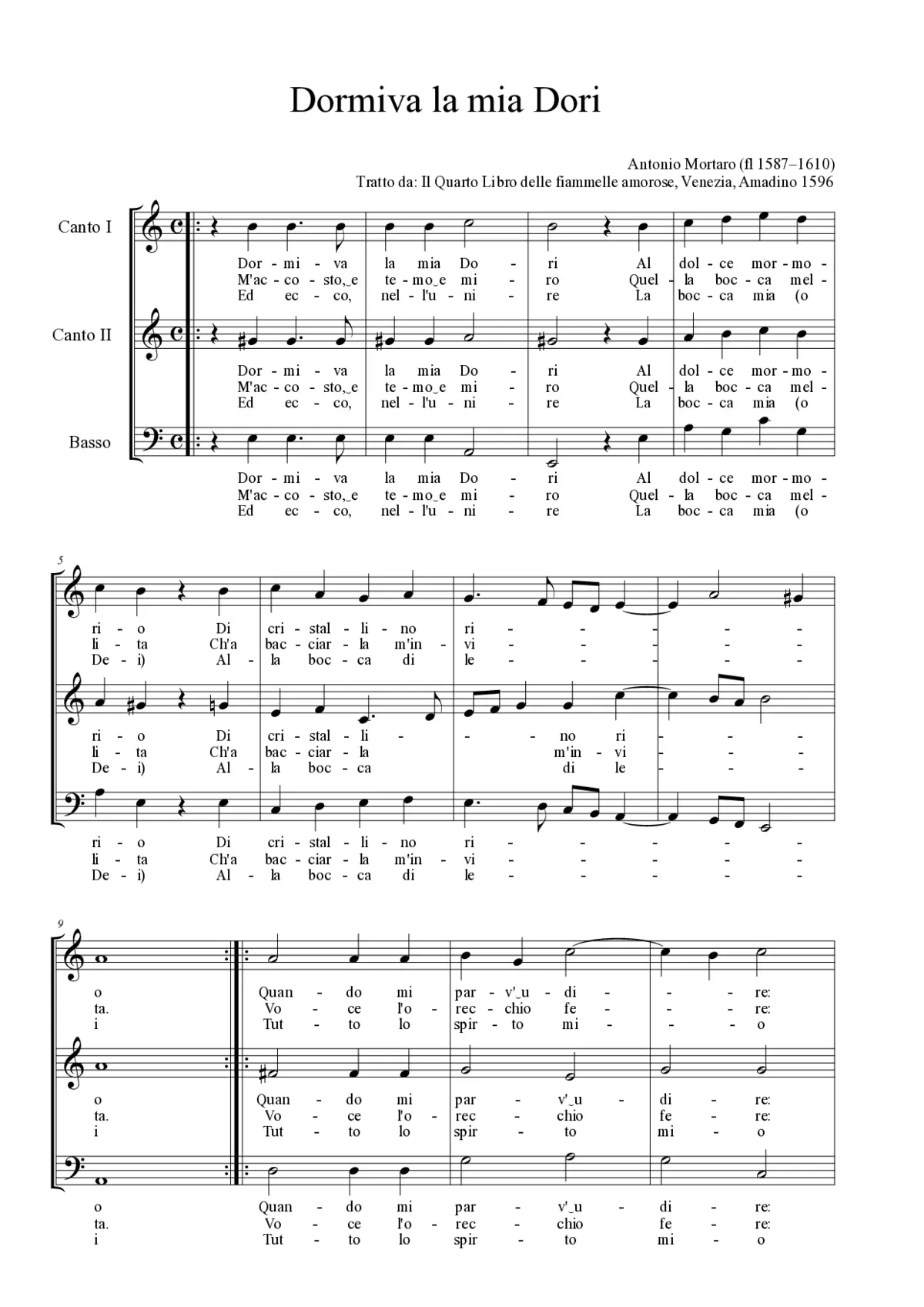 Dormiva la mia Dori - Page 1