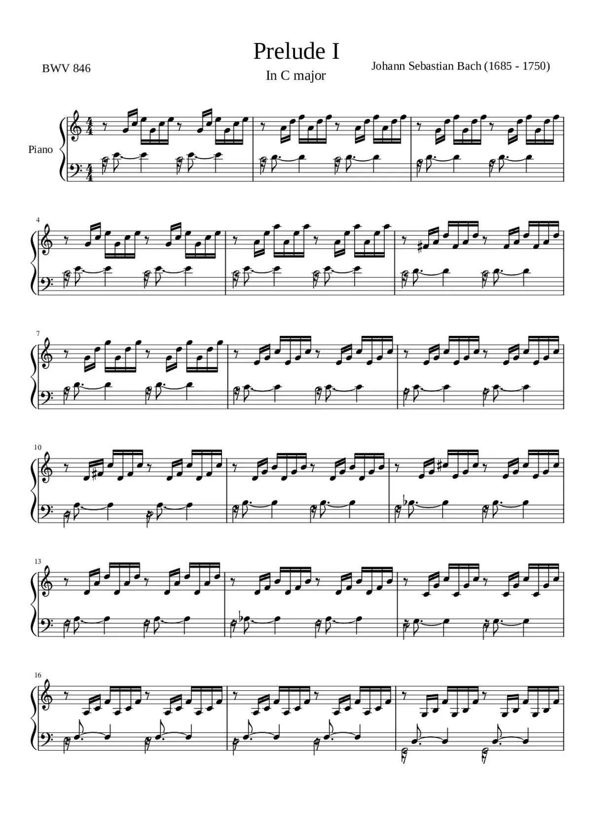Prelude and Fugue in C major BWV 846 - Page 1