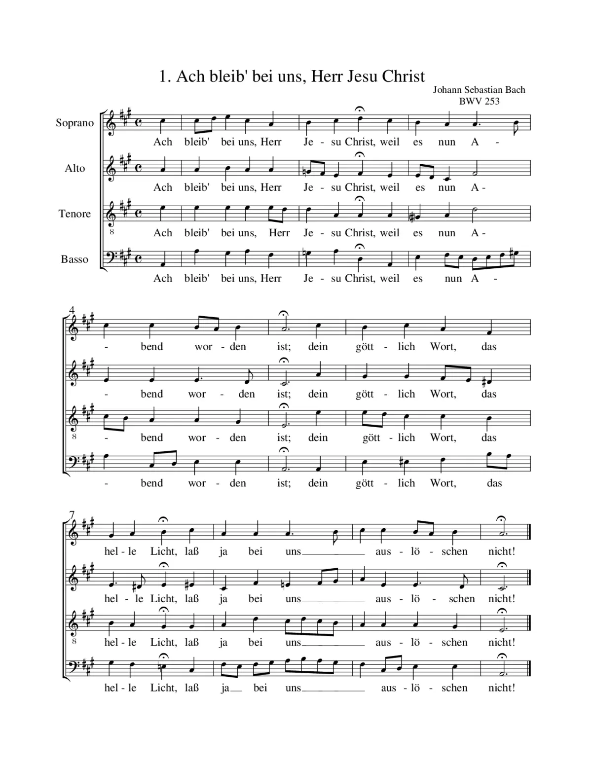Ach bleib' bei uns, Herr Jesu Christ, BWV 253 - Page 1