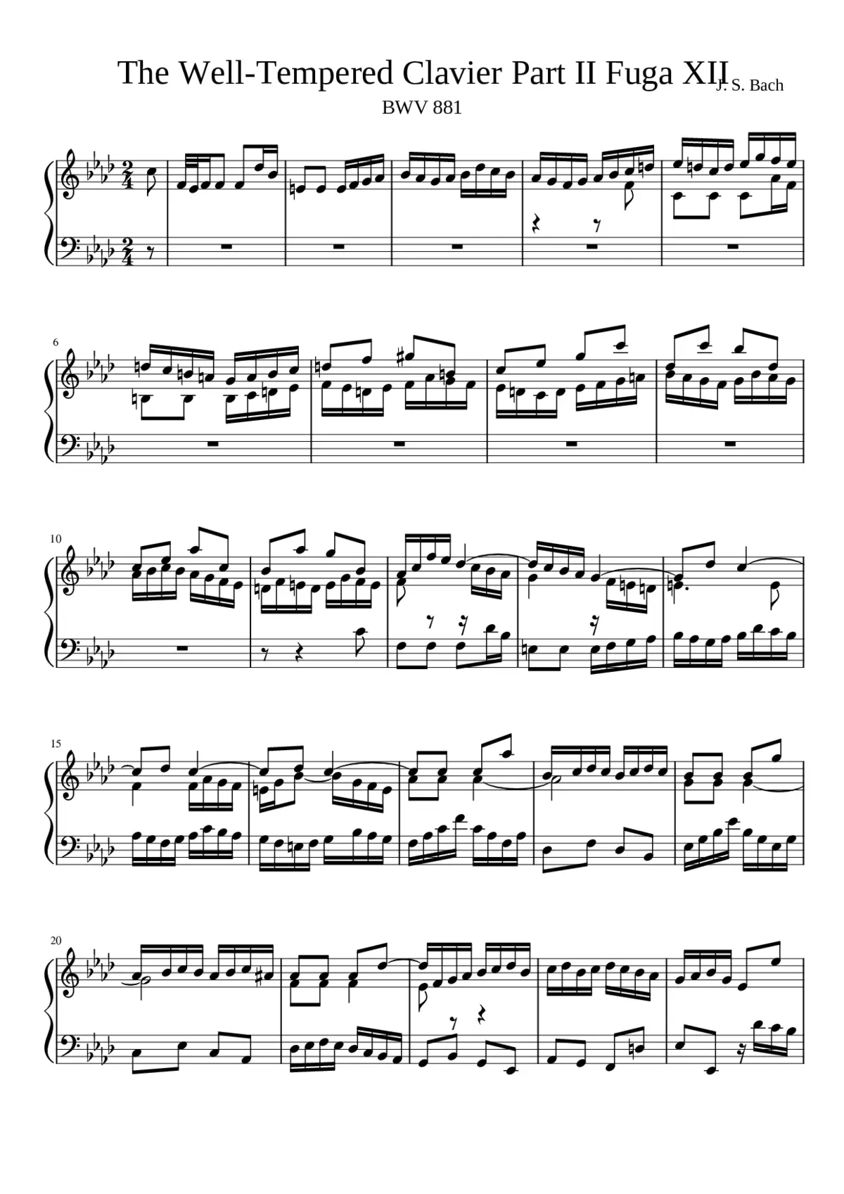 Prelude and Fugue in F minor BWV 881 - Page 1