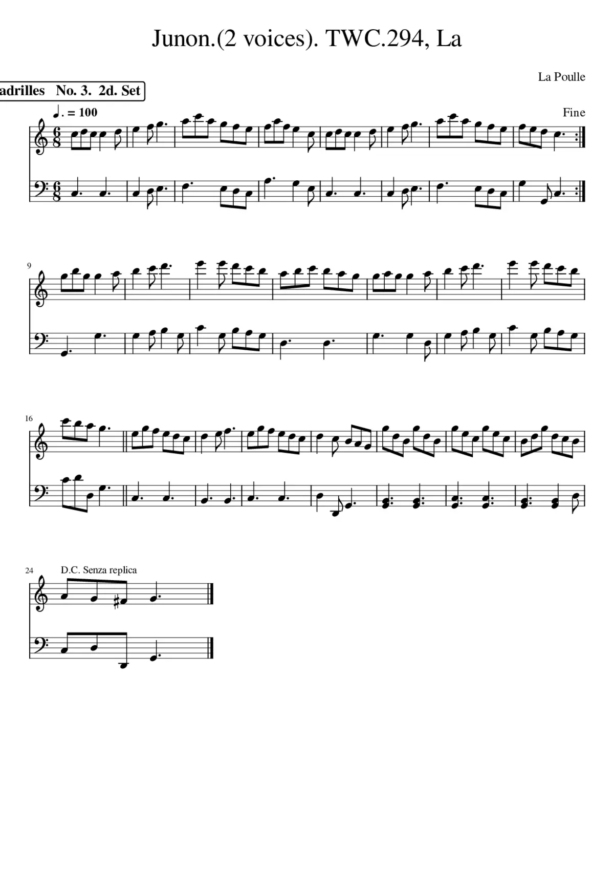 Junon.(2 voices). TWC.294 La - Page 1