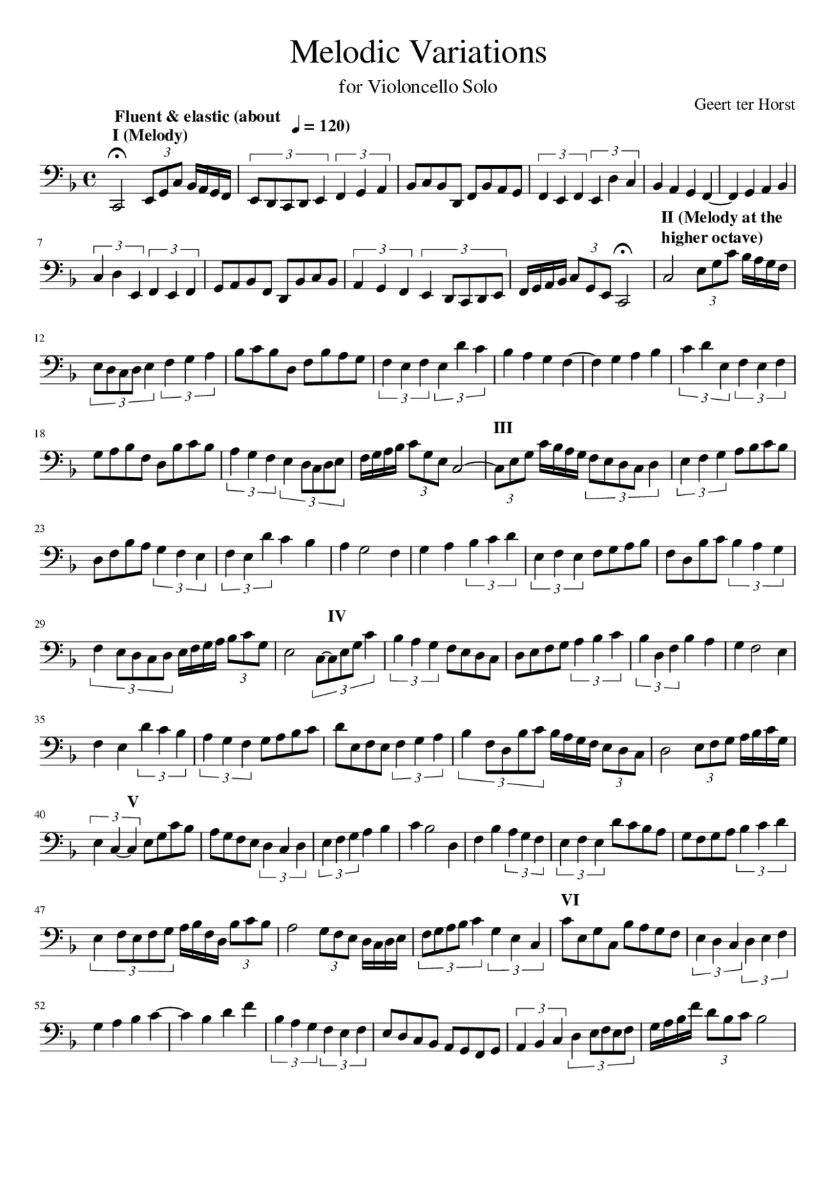 Melodic Variations for Violoncello Solo - Page 1