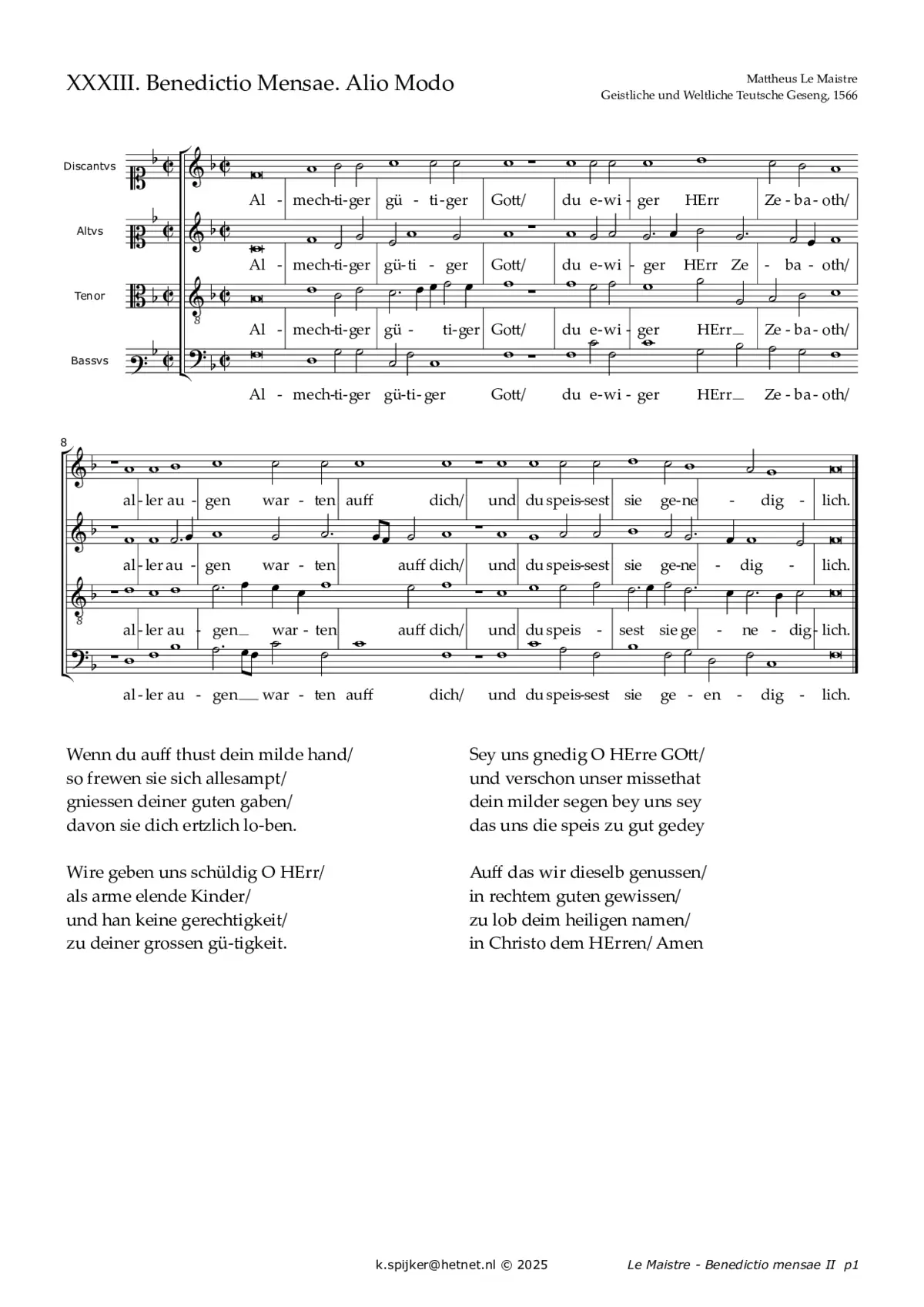 Benedictio mensae. Alio modo - Page 1