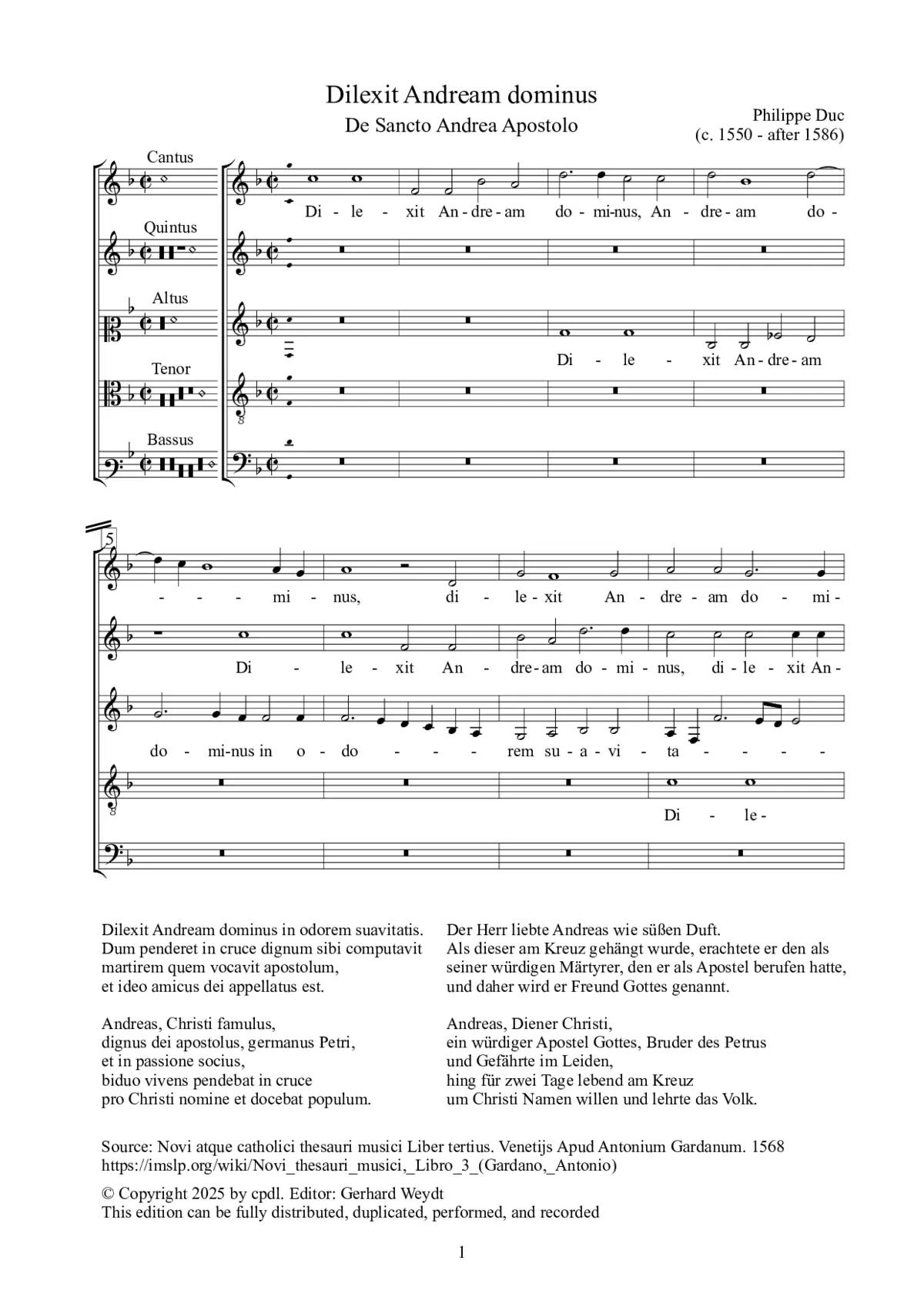 Dilexit Andream dominus - Page 1