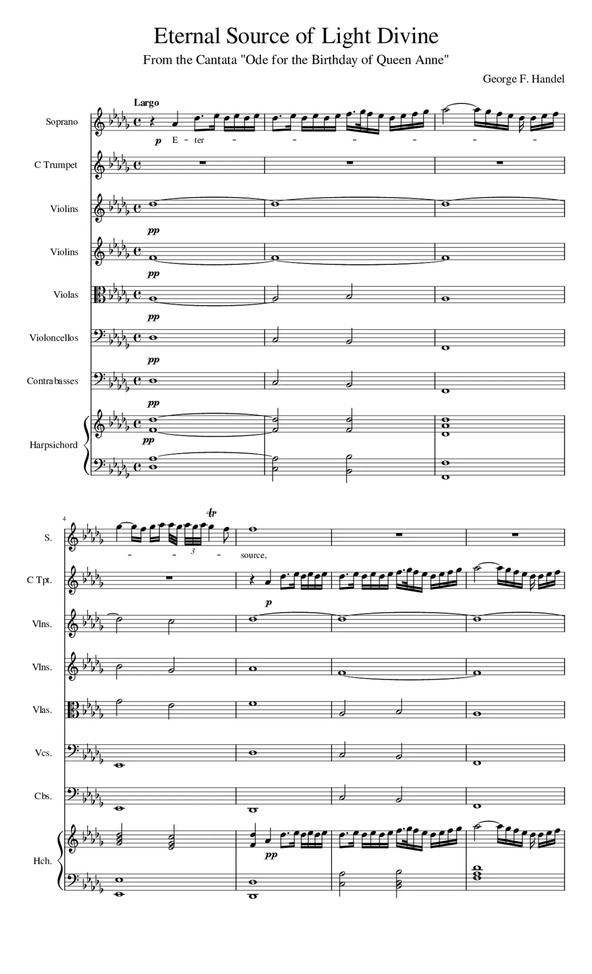 Ode for the Birthday of Queen Anne HWV 74 - Page 1