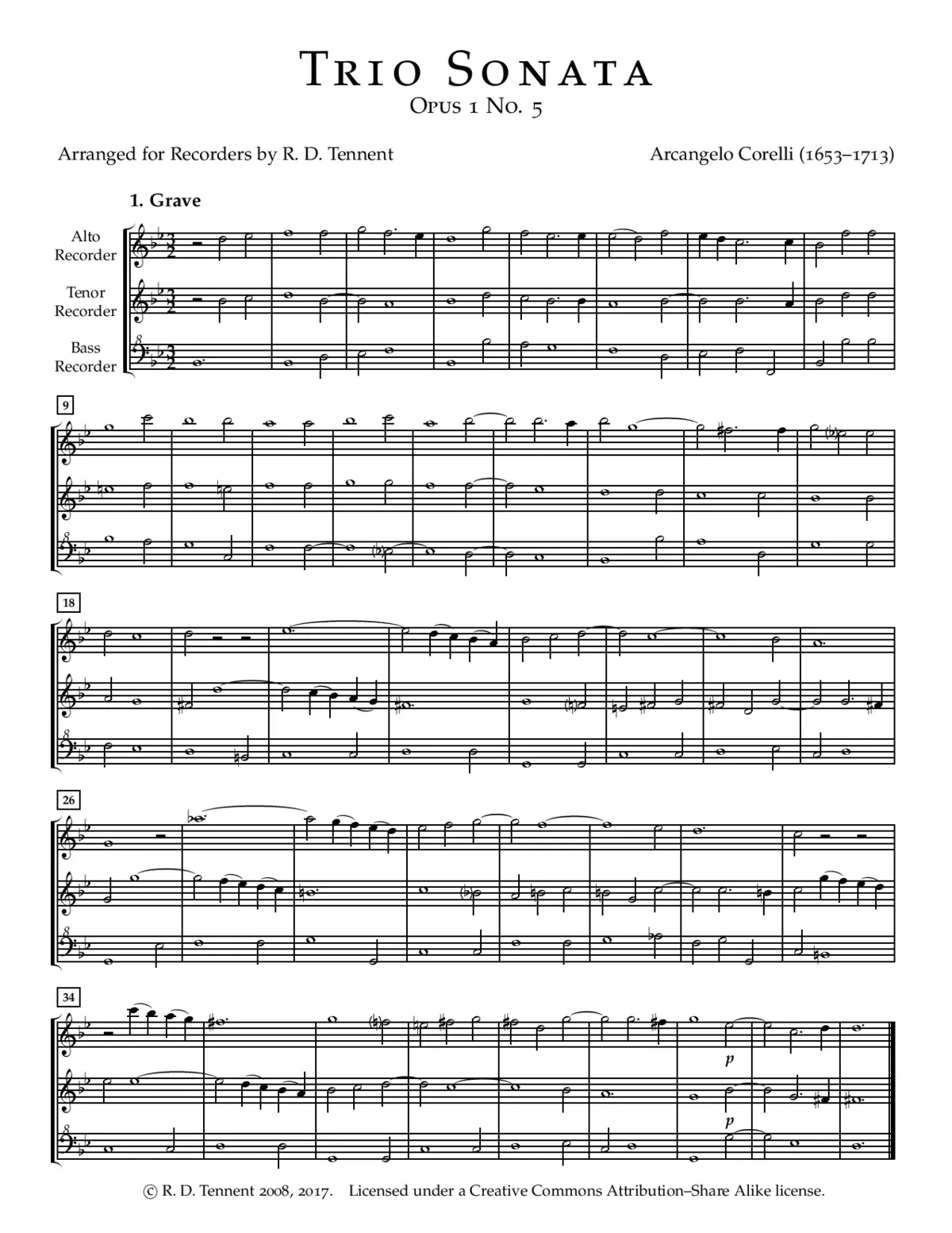 Trio Sonata in B-flat major - Page 1