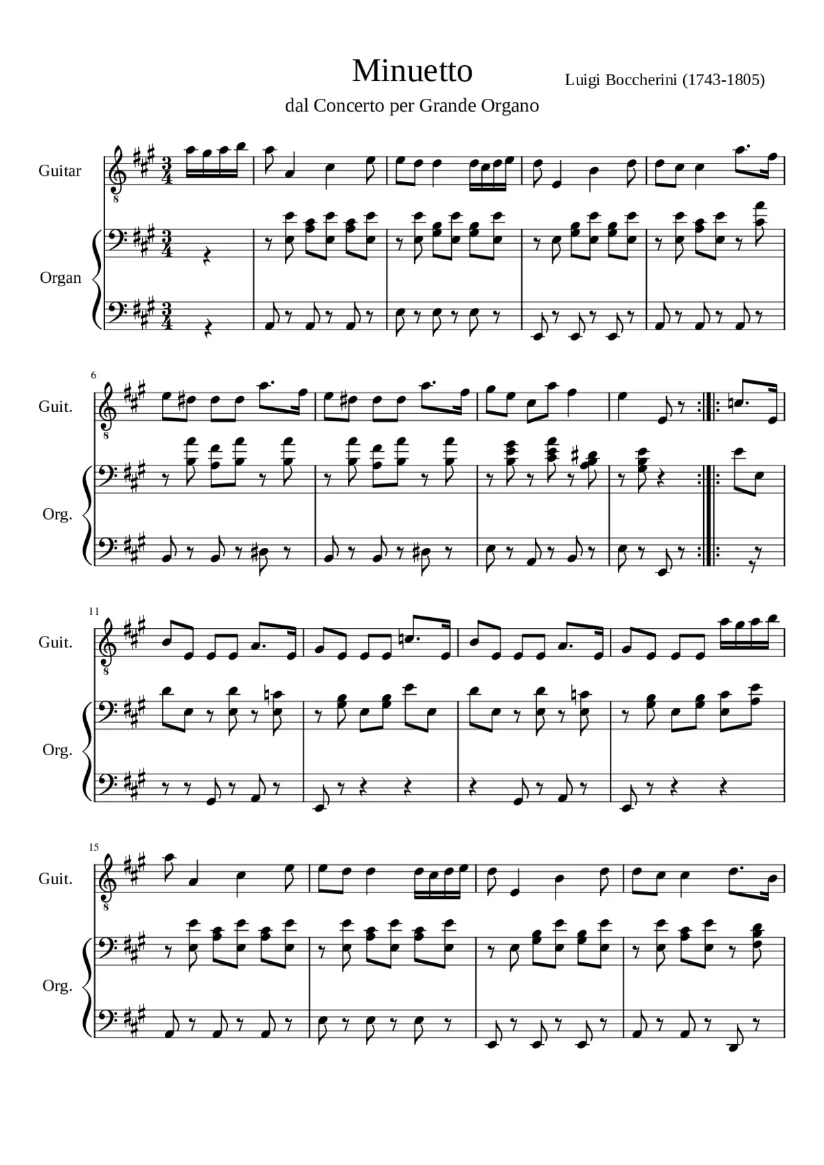 minuet from string quintet op 13 no 5 in e major - Page 1