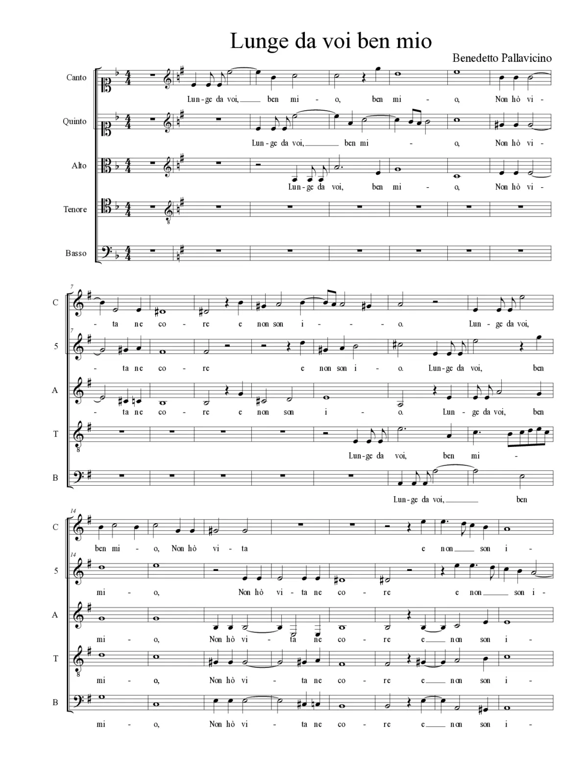 Lunge da voi ben mio - Page 1
