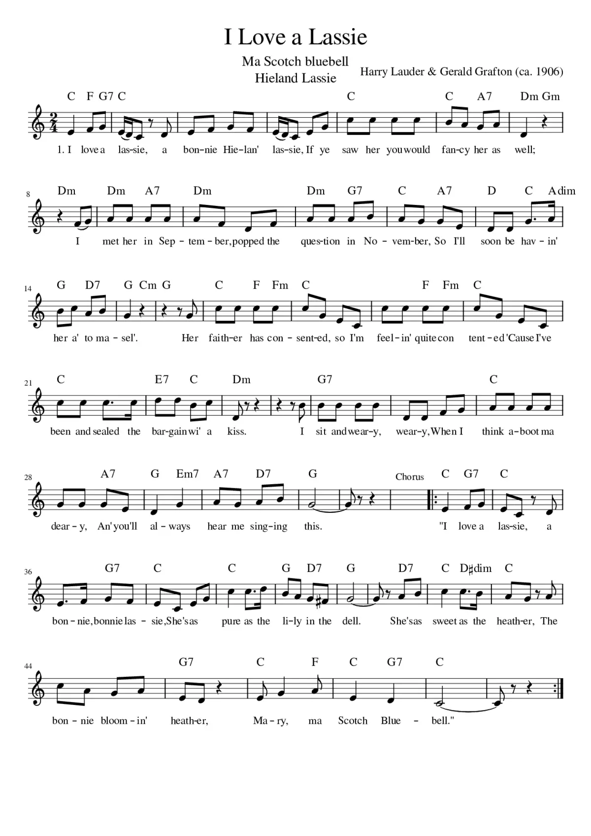 I Love A Lassie - Page 1