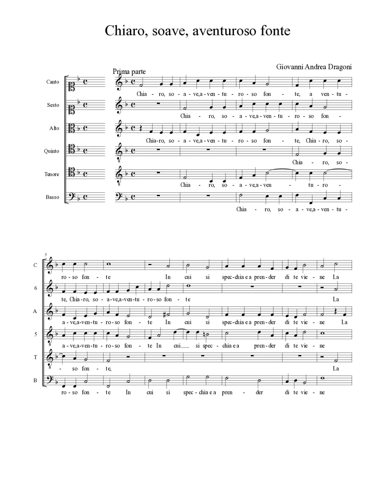 Chiaro, soave, aventuroso fonte - Page 1