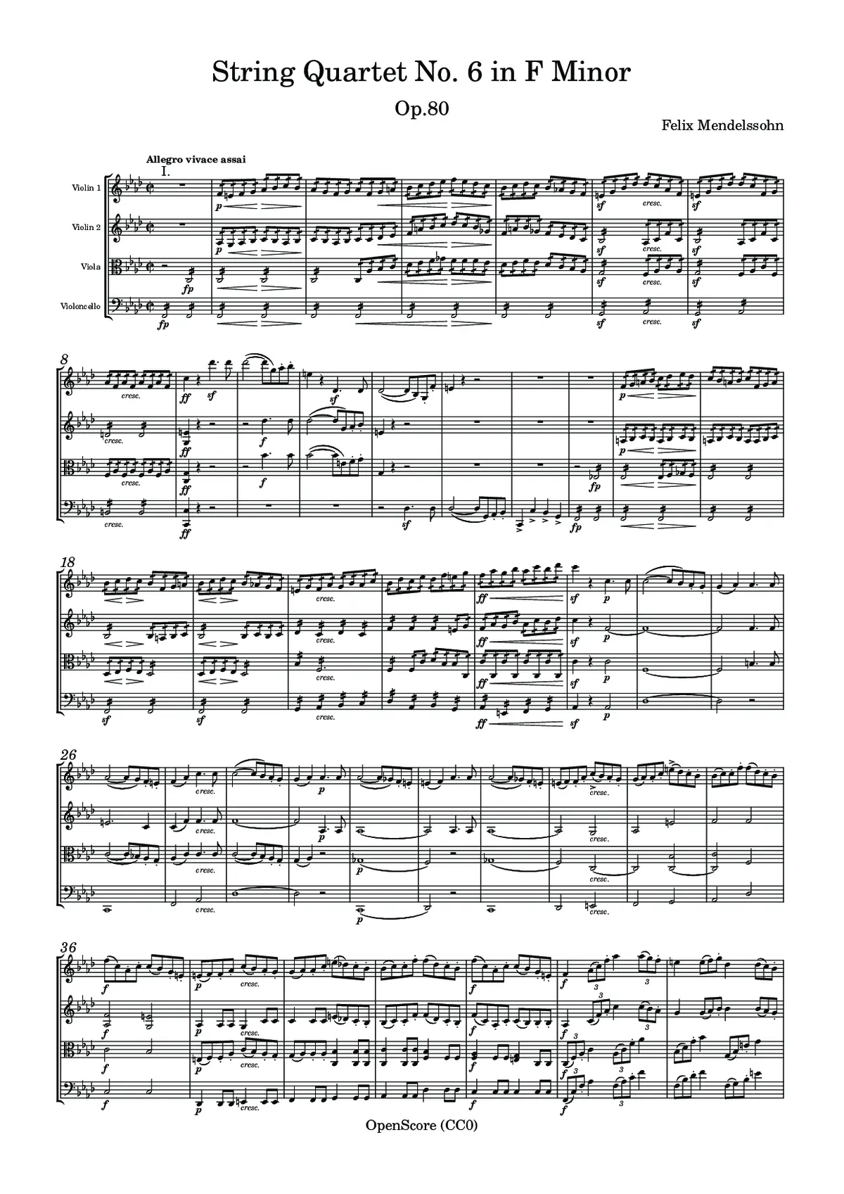 String Quartet No. 6 in F Minor, Op.80 - Page 1