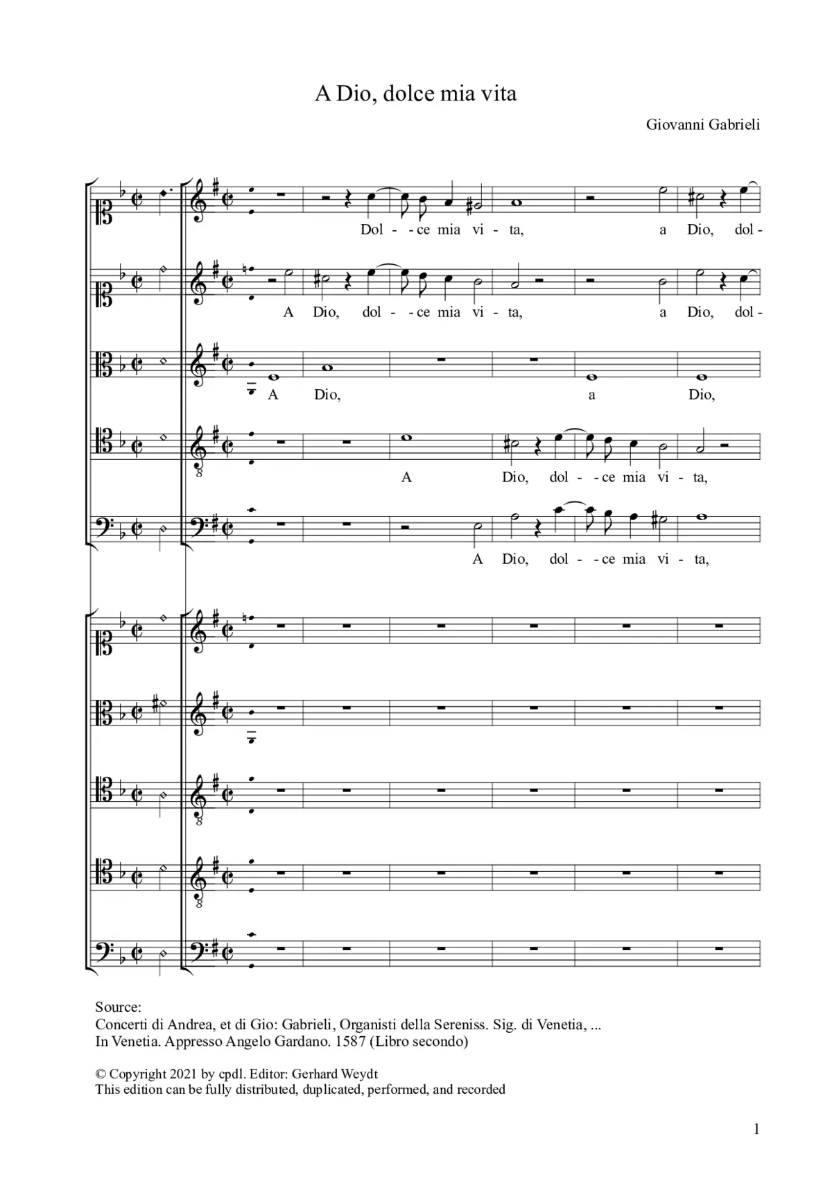 A Dio, dolce mia vita - Page 1